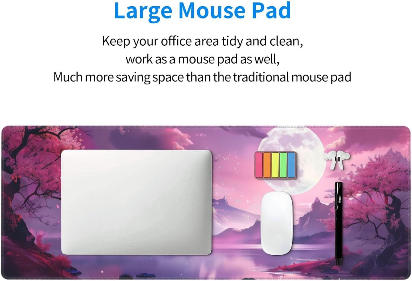 Gaming Mouse Pad Desk Pad,Extended Big Mouse Pad,31.5x11.8 Inch Long Computer Keyboard Mouse Mat Mousepad with 3mm Non-Slip Base and Stitched Edge for Gaming and Office⦠(Pink Canyon)