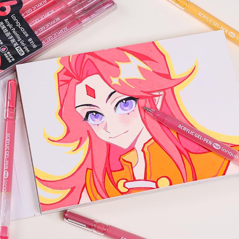 Acrylic Gel Pens for Coloring Books, Quick Dry 6 Pcs 1.0mm Fine Point Gel Marker Pen for Drawing, Journaling Art, School Supplies, Skin Color-2