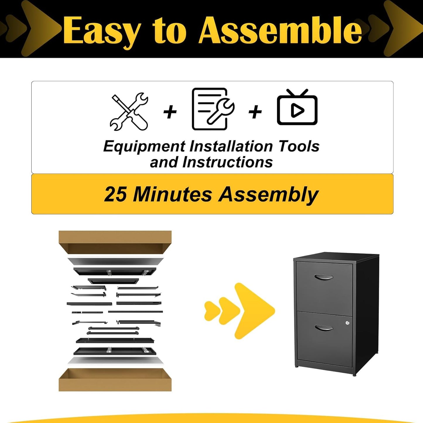 2 Drawer File Cabinets,Metal Office File Cabinet with Lock,Black Filing Cabinets for Home Office,Vertical Modern File Cabinet Office Two Drawers for Hanging Letter,Assembly Required