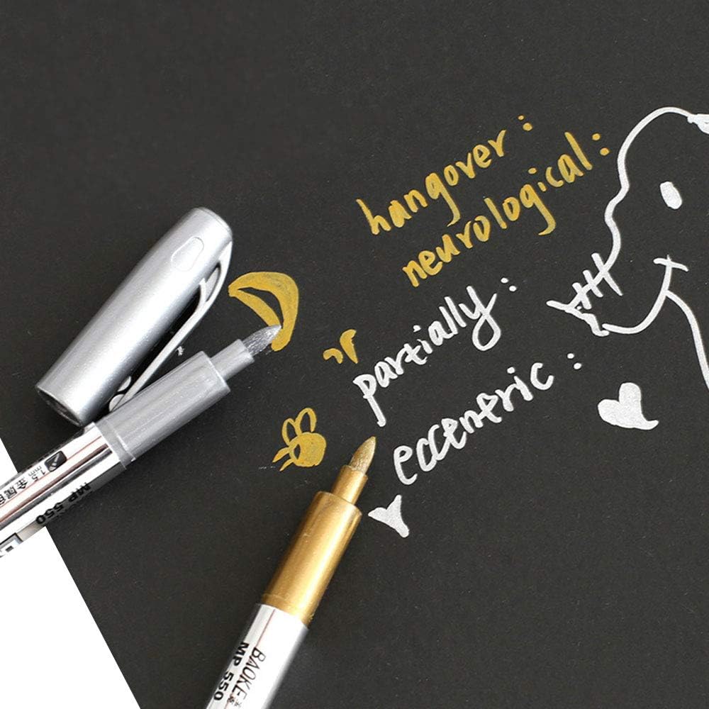 MYARTOOL Metallic Marker Pens, Silver Metallic Permanent Markers for Artist Illustration, Crafts, Gift Card Making, Scrapbooking, Fabric, DIY Photo Album, Value Set of 8