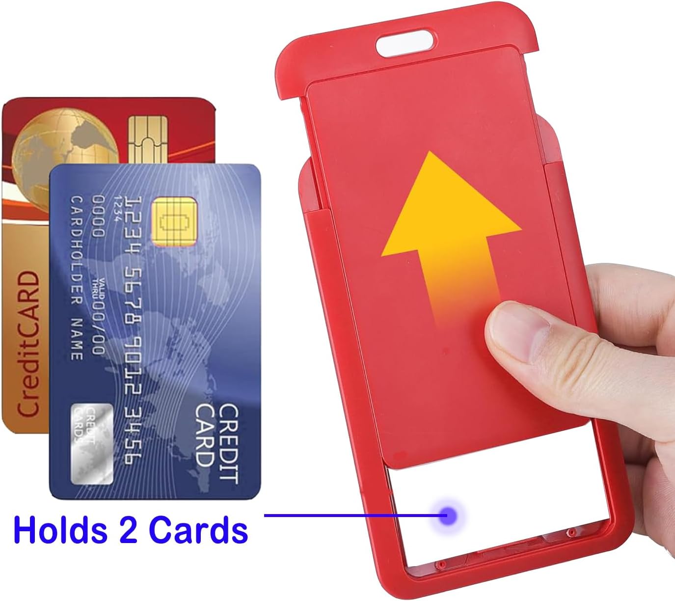 15 Pack Sliding ID Badge Holder Vertical Hard Plastic Card Case Protector Pouch,for Office School ID Credit Cards Proximity Work Badge Sleeve Key Cards Driver's Licenses (Red)