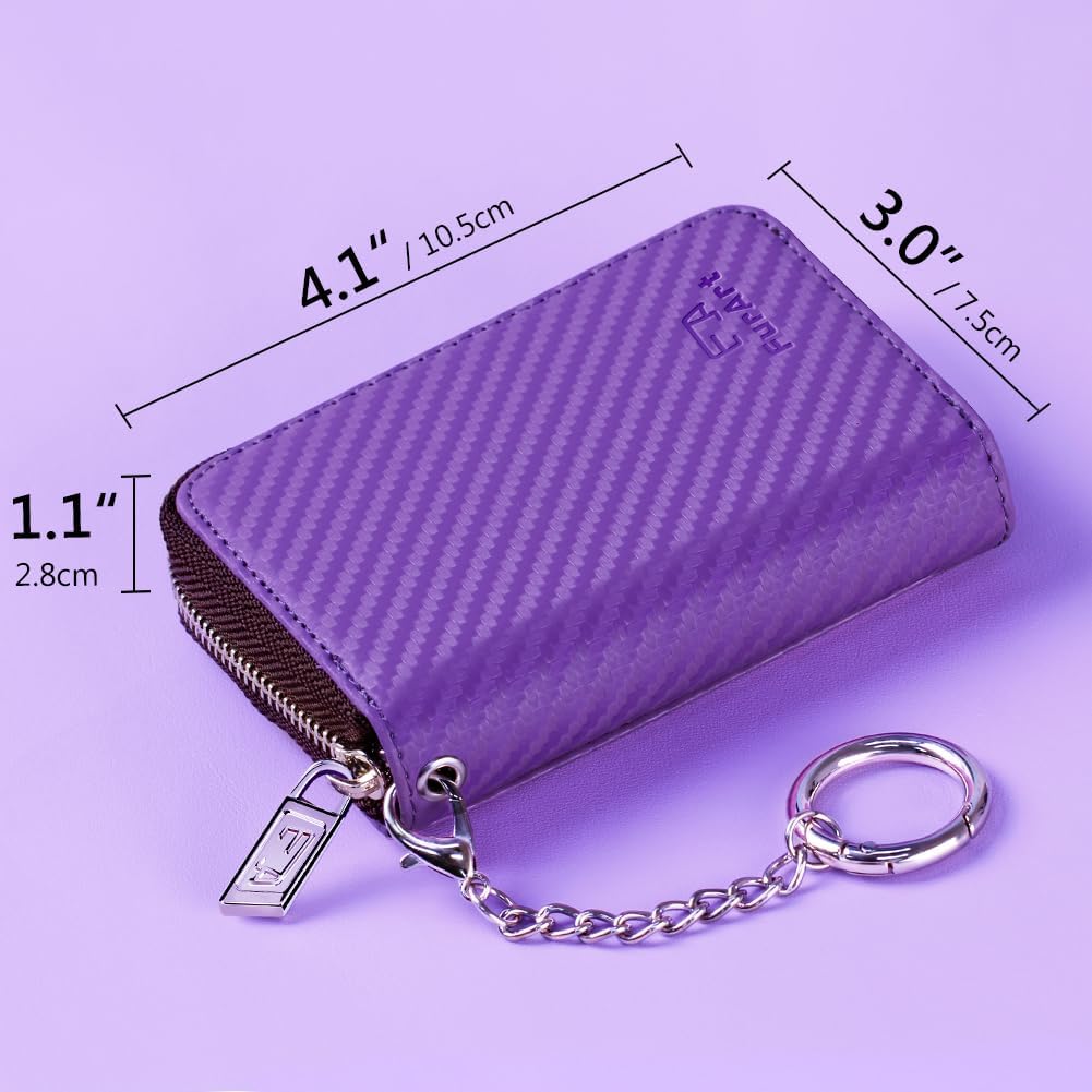 FurArt Zipper Wallet Women, RFID Blocking Credit Card Wallet, Business Card Holder, Compact Size KeyChain Wallet