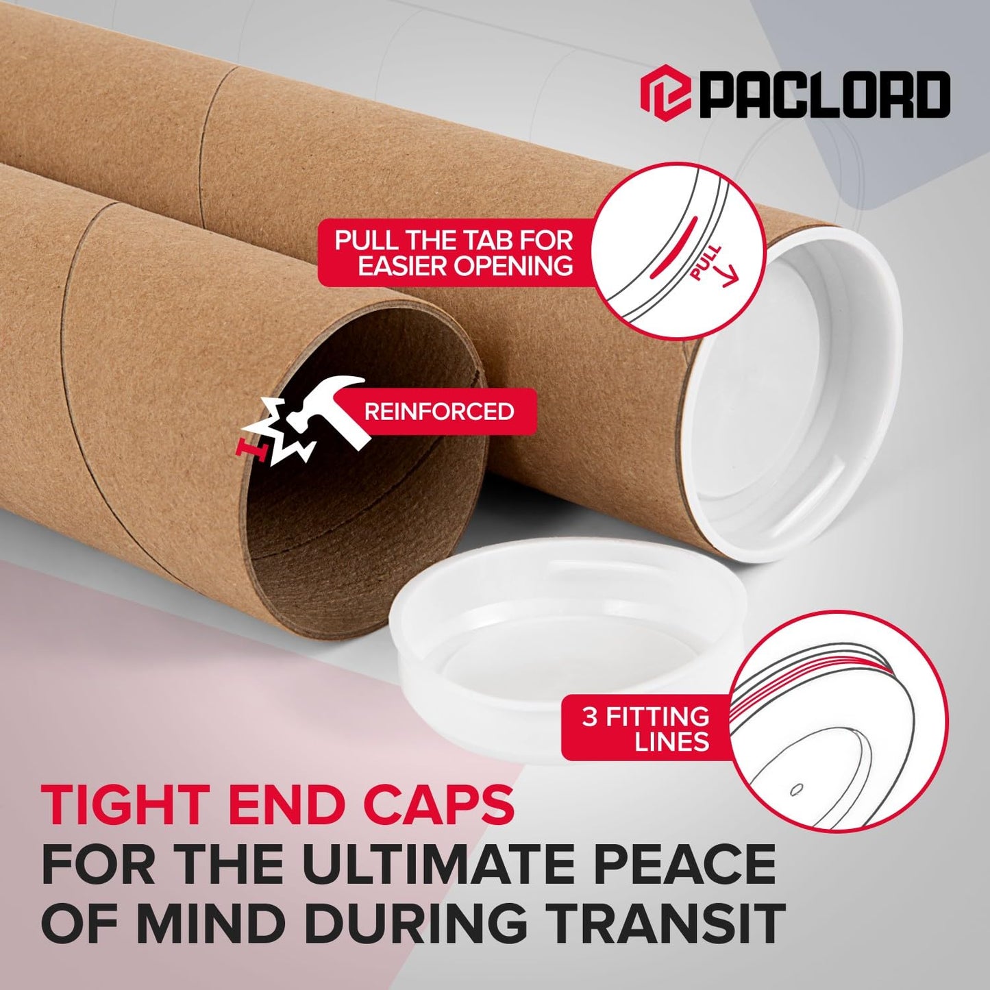 2" x 24" Heavy-Duty Reinforced Cardboard Mailing Tube, Pack of 4 Tubes with 8 Caps – Secure USPS Approved – Great for Shipping and Storing of Prints, Artwork, Posters or Documents