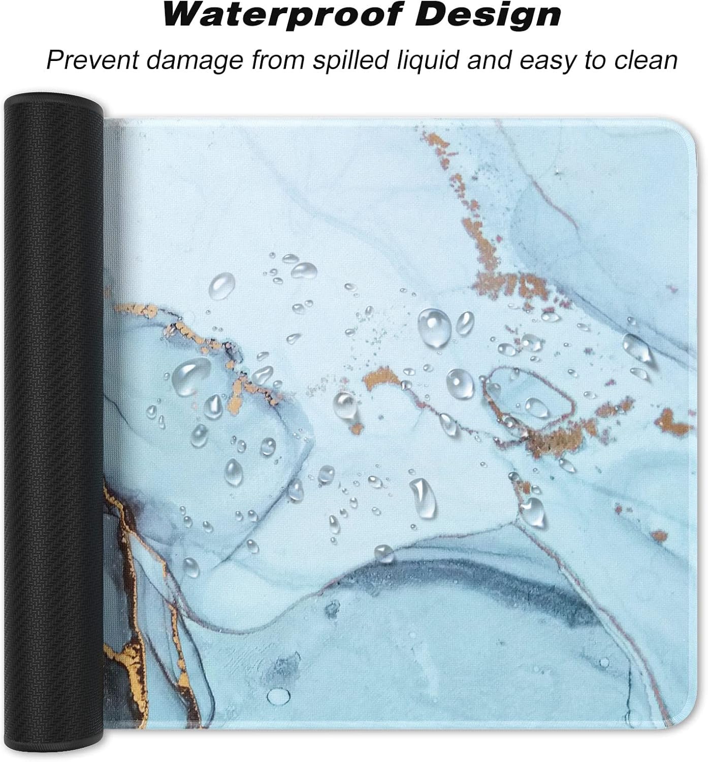 Extended Large Mouse Pad, XXL Gaming Desk Pad 31.5 x 15.7 Inch, Big Computer Keyboard Mousepad, Waterproof Mouse Mat with Stitched Edges and Non-Slip Base for Office Gaming, Blue Marble