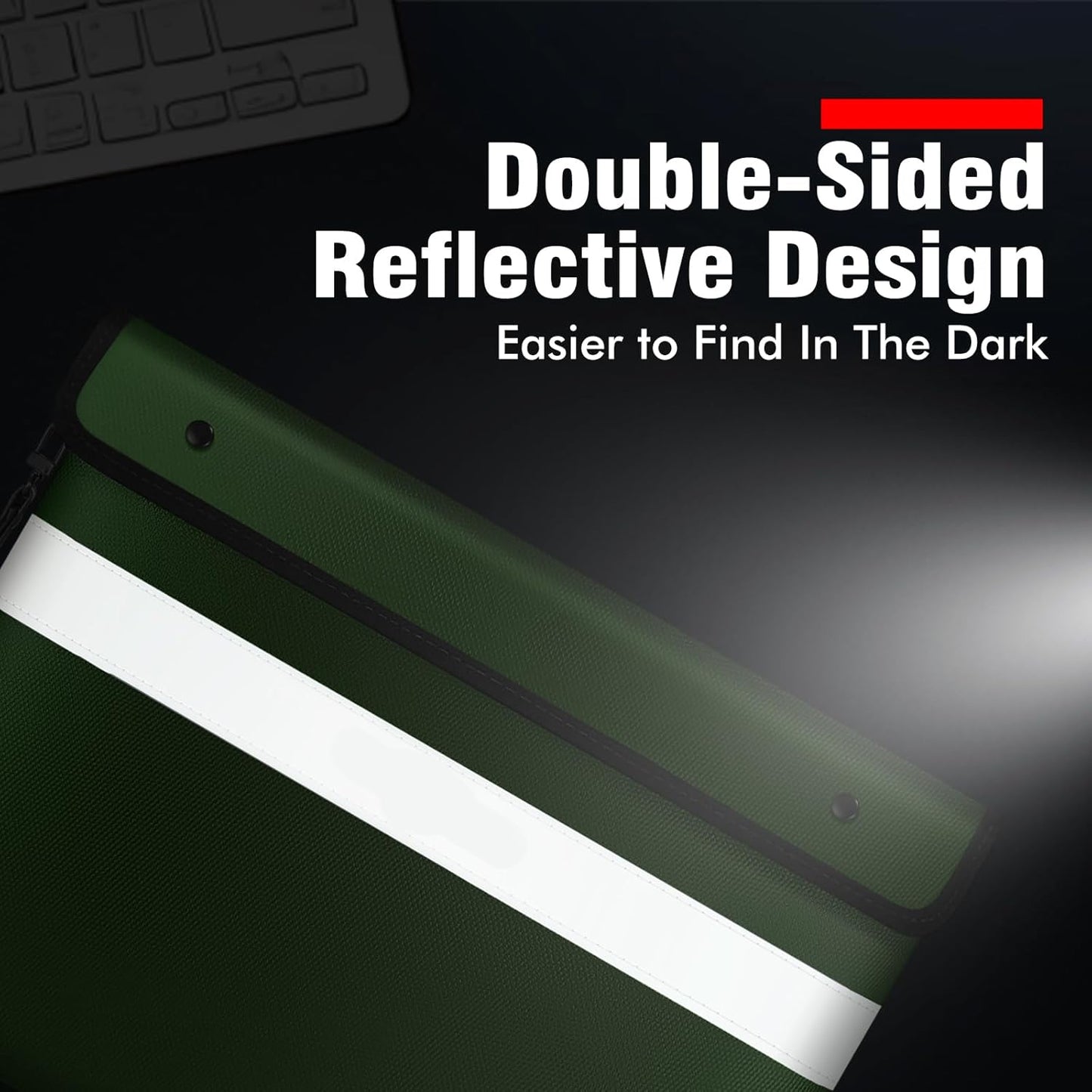 Fireproof Document Bag with Water Resistant Zipper(13.9"x10.6"),6200°F Heat Insulated Fire Proof Pouch with Soft Leather Hand Strap,Fire and Waterproof Envelope for Cash,Documents,Jewelry(Green)