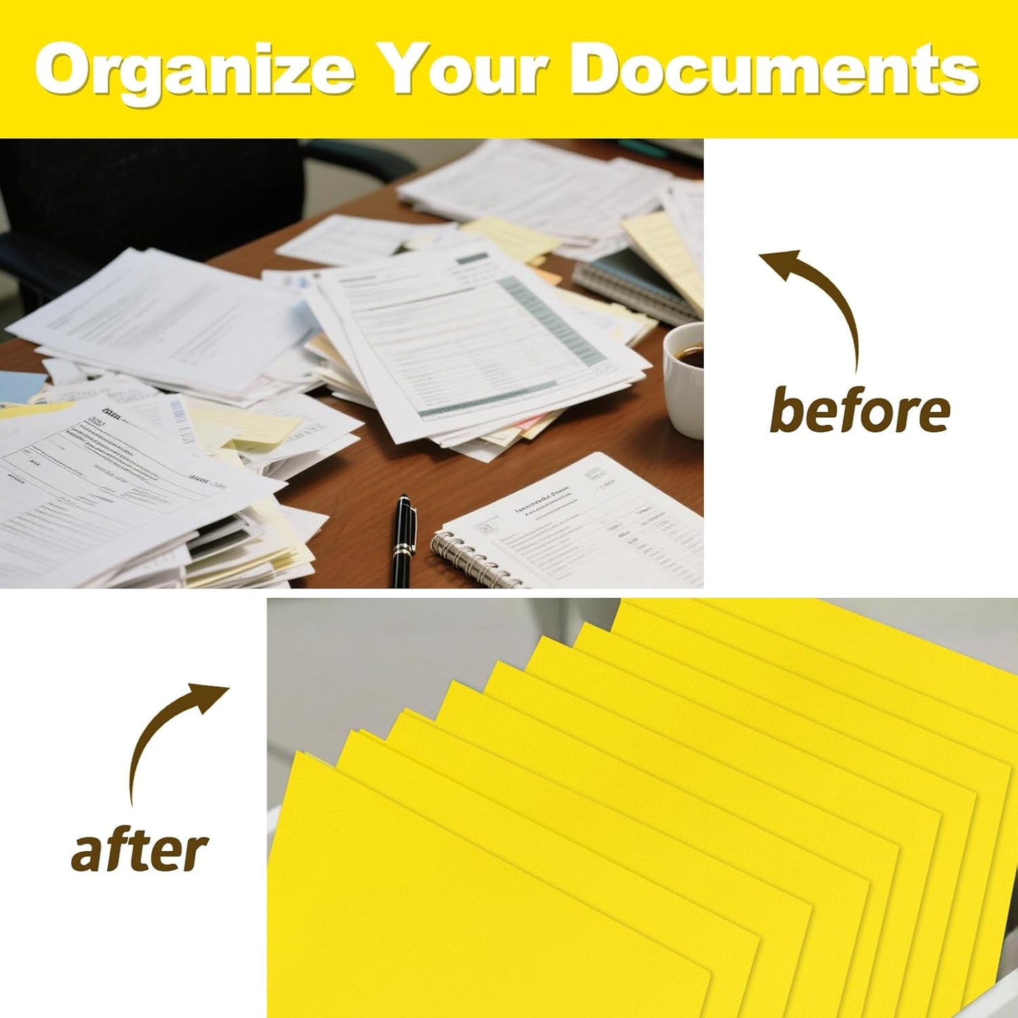 Folders with Pockets, LAYZZ 30 Pack Paper Pocket Folders, 2 Pocket Folders Fits Letter Size Paper, for School Office and Home (Yellow)