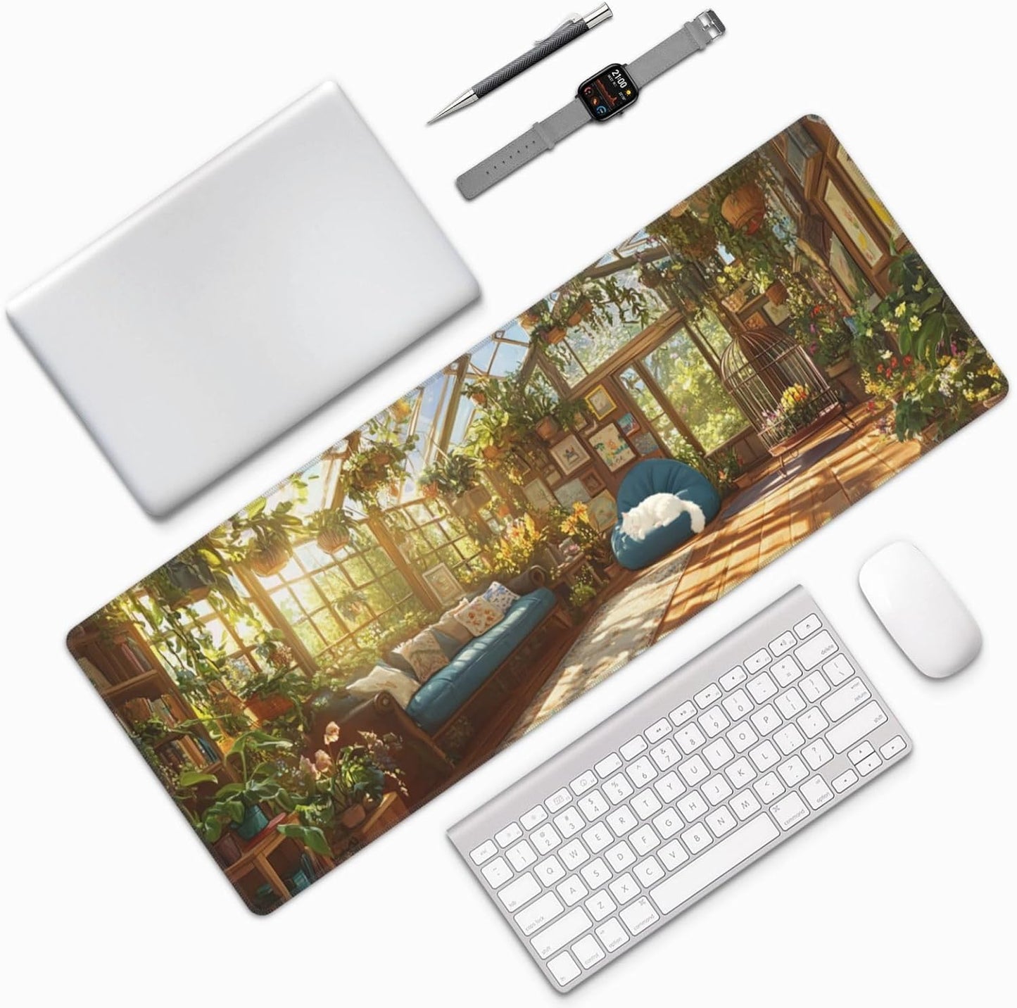 Room Mouse Pad 31.5 X 11.8 Inch Big Desk Rubber Base Stitched Edges Keyboard Pad XXL Mouse Mat for Home Game and Office