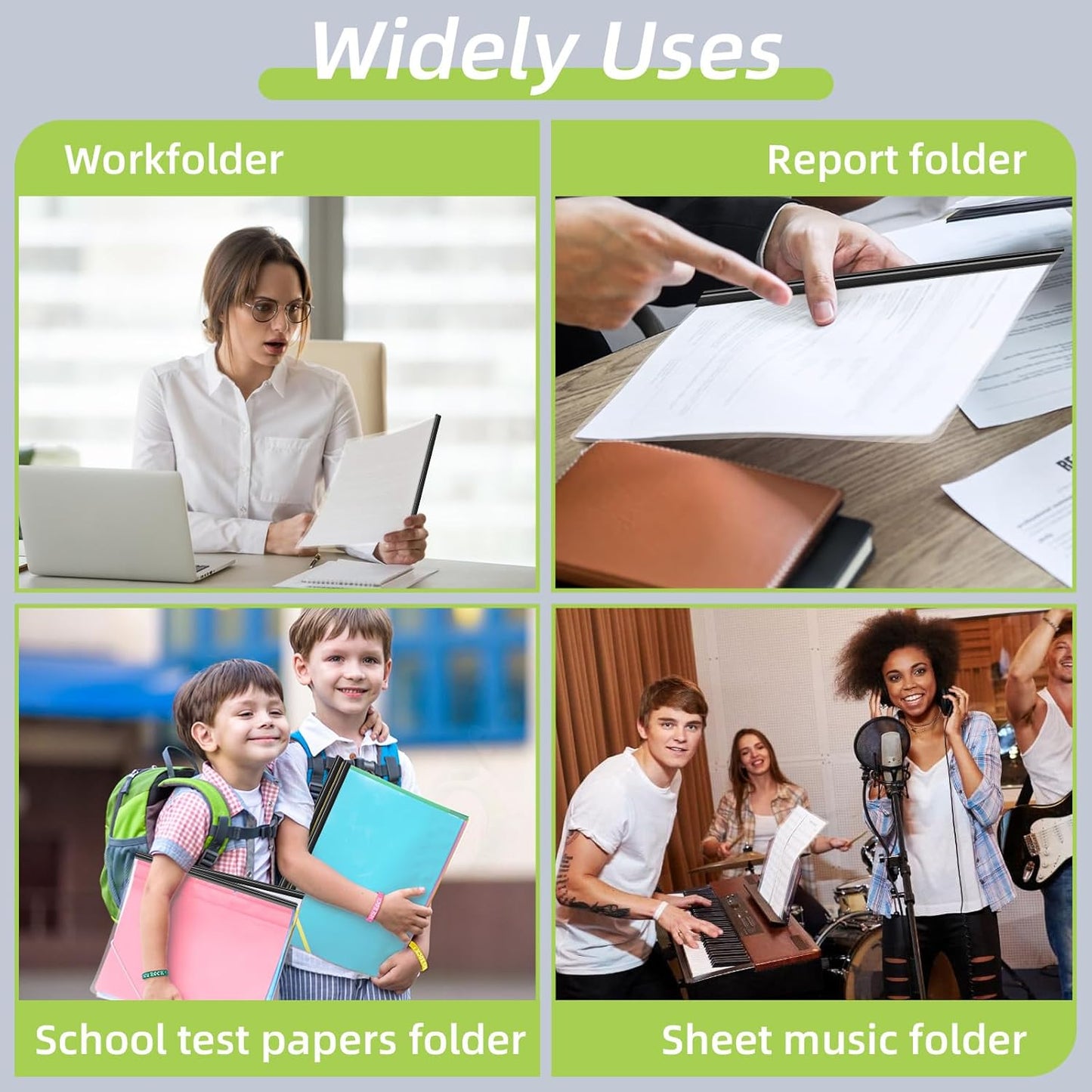 100 Pcs Clear Report Covers with Sliding Bars Sliding Bar File Folder Binder Plastic Report Folder for File Paper Book Resume Letter Office, 30 Sheet Capacity(Black)