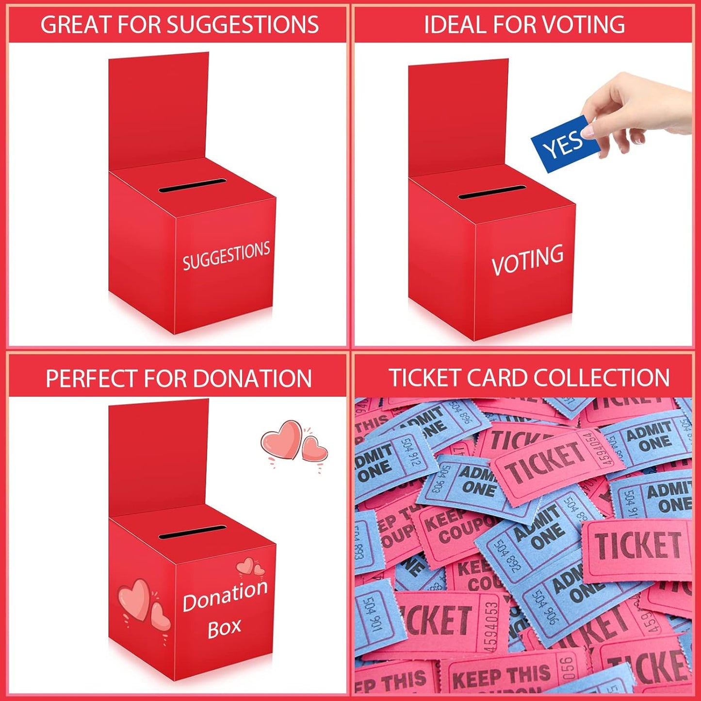 12 Pack Raffle Box Donation Box for Fundraising, Ballot Cardboard Boxes with Slot for Ticket and Removable Header Charity for Collecting Business Card Voting Contes, 6 x 6 x 6 Inch