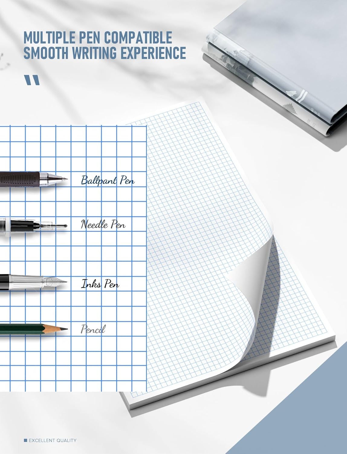 11x17 Large Graph Paper Pad, Top Glue Binding Grid Paper, 50 Sheets 1/4 Inch Graph Papers, 4x4 Quad Ruled Graphing Papers 11x17, Blueprint Quadrille for Drawings, Drafting
