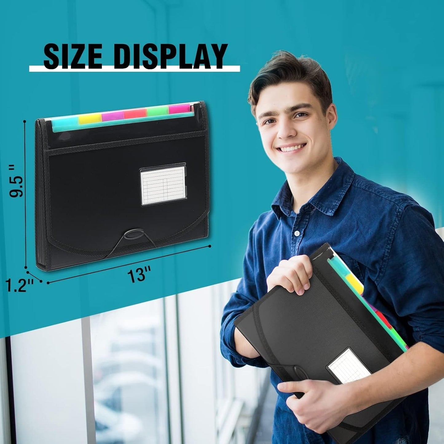 H4D Accordian File Organizer, 13 Pocket Expanding File Folder with Labels for Documents, Letter Size, 2 Packs