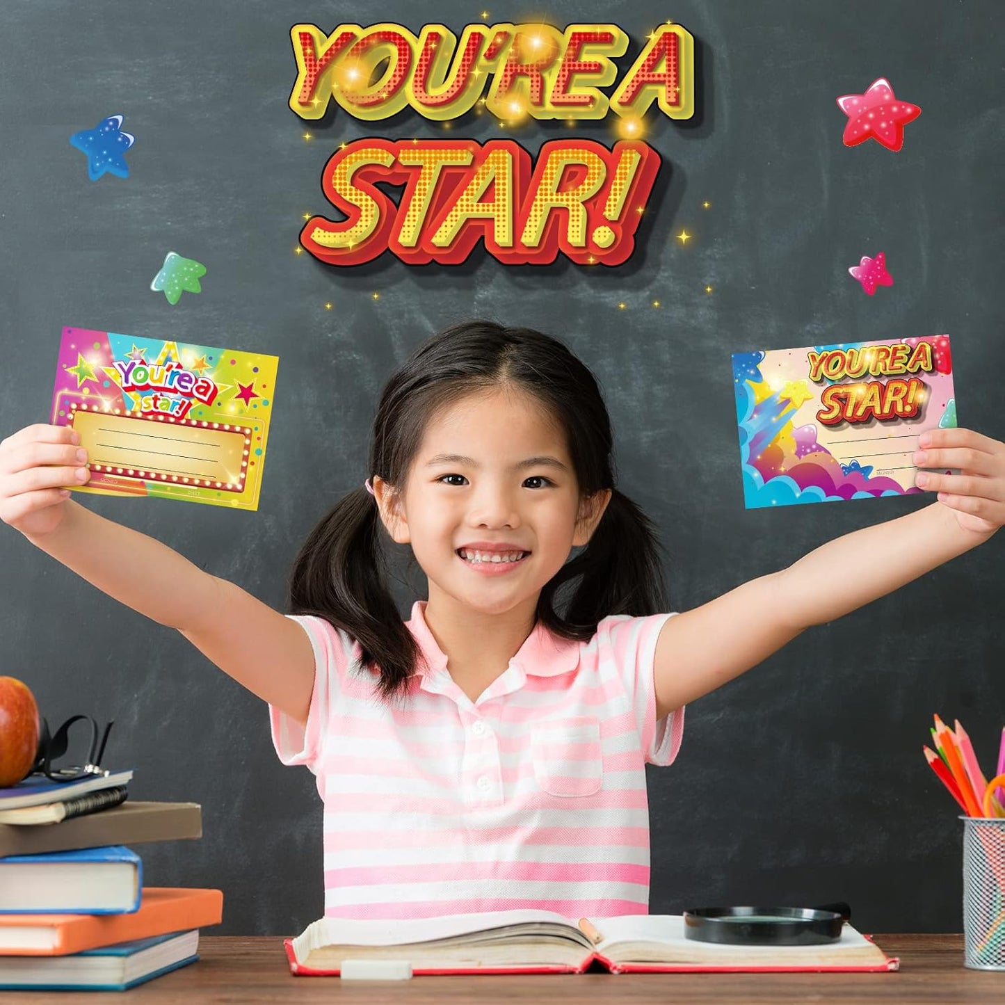 Frienda 60 Pieces You're a Star Awards Certificate Star Student Certificate of Award Star Recognition Rewards for Kids Birthday Certificates for Students Classroom Supplies