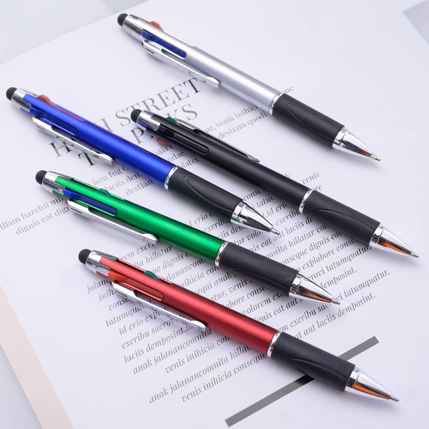 MiSiBao 4-Color Ballpoint Pen Multi Colored Pens in One Stylus Pens for Touch Screens Pens Medium Point(1.0mm) (10-Count)