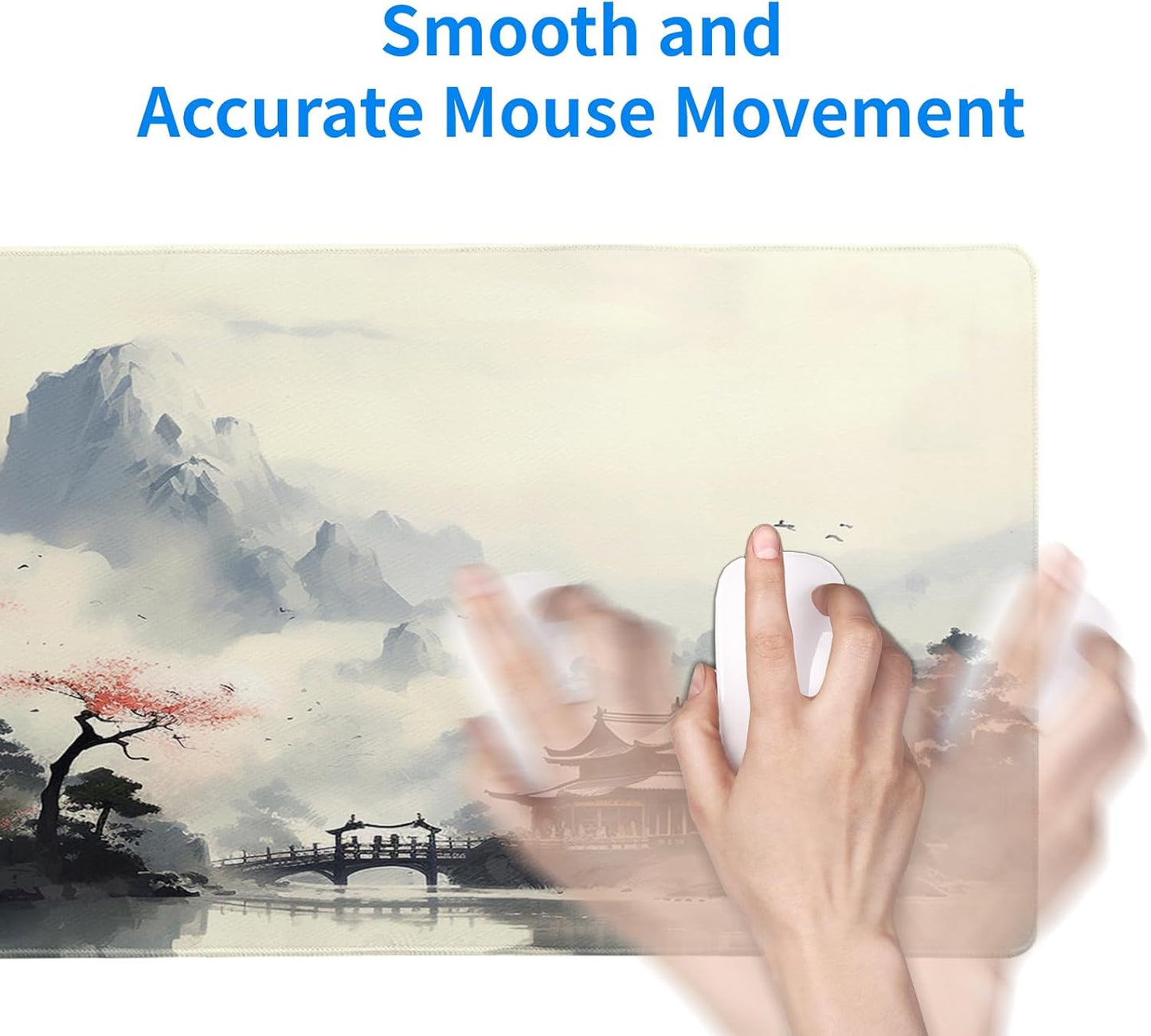 Desk Mat, Watercolor Desk Pad Mat, Desk Matt for Desktop, XL Large Mouse Pad for Desk, Anti-Slip Big Mousepad with Stitched Edges, Keyboard Pad Mouse Mat for Gaming Office (Cherry Blossom 2)