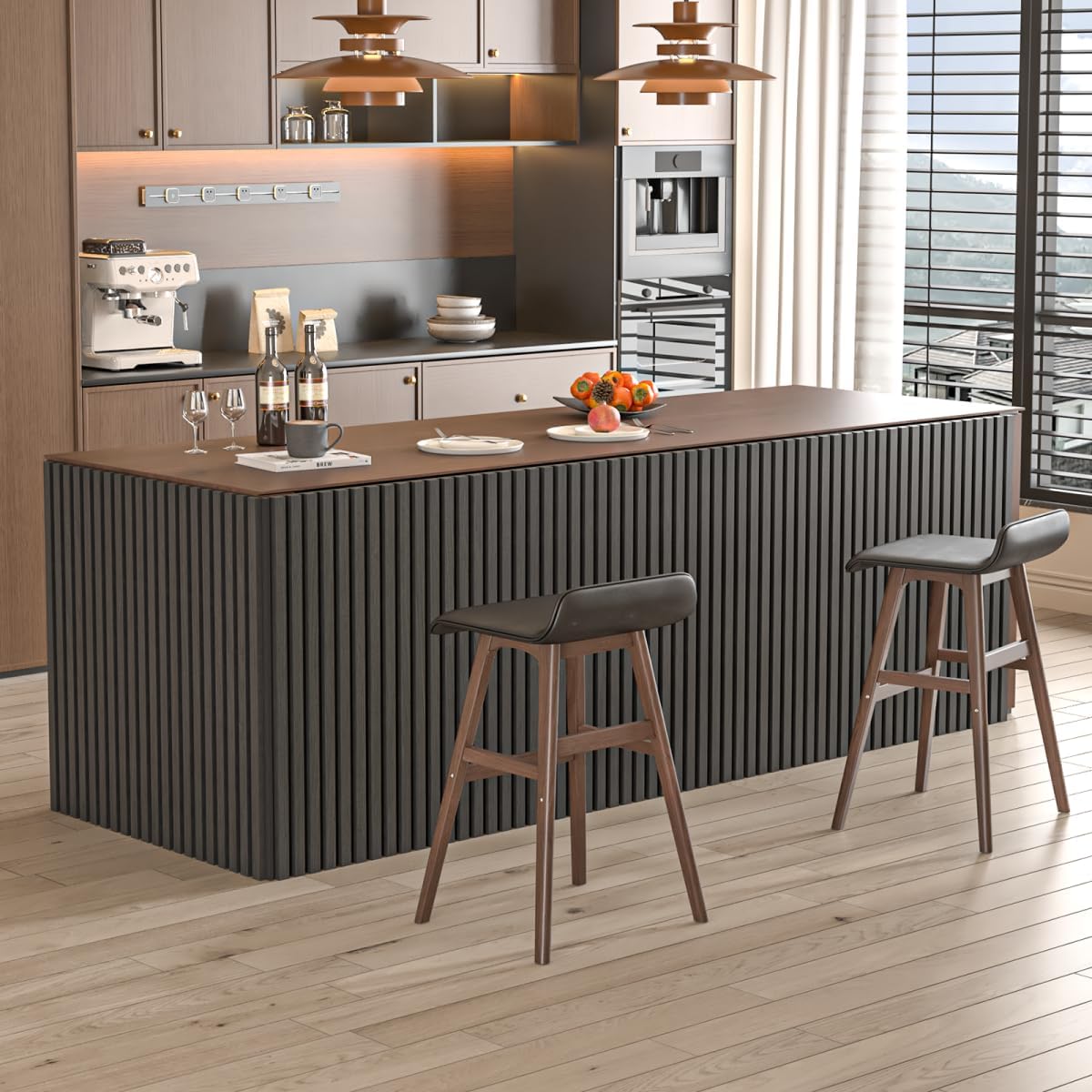 2 Pack Acoustic Wood Panels for Wall and Ceiling, 47.2" x 23.6" Wood Slat Wall Panel for Noise Reduction, Decorative Sound Proof Paneling for Office Studio Home Theater Kitchen Island, Black