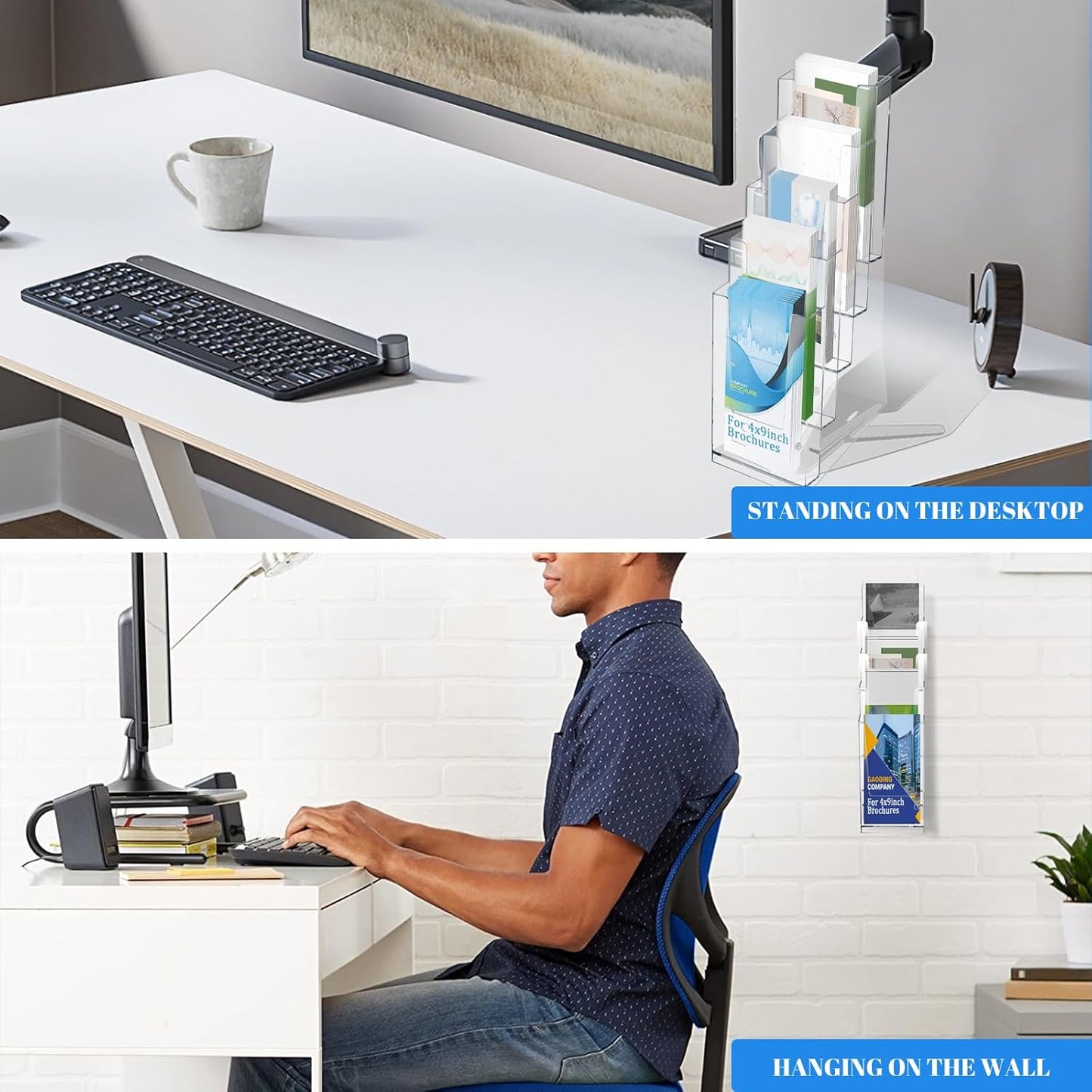 2 Pack Acrylic Brochure Holder 5 Tier Clear Brochure Display Flyer Holder 4.2"x11.3" inch Rack Brochure Holder Suitable for 4"x9" Brochures,Magazine Holder,Flyer Holder (2)