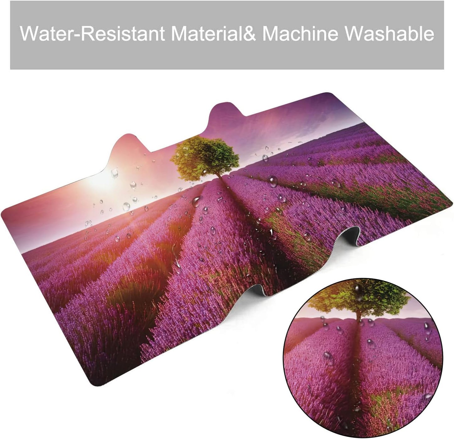 Stunning Lavender Field Landscape Extended Gaming Mouse Pad Large Desk Mat with Non-Slip Rubber Base and Stitched Edges,Keyboard Mouse Mat Desk Pad for Work,Game,Office,Home 35.4 * 15.7 Inch