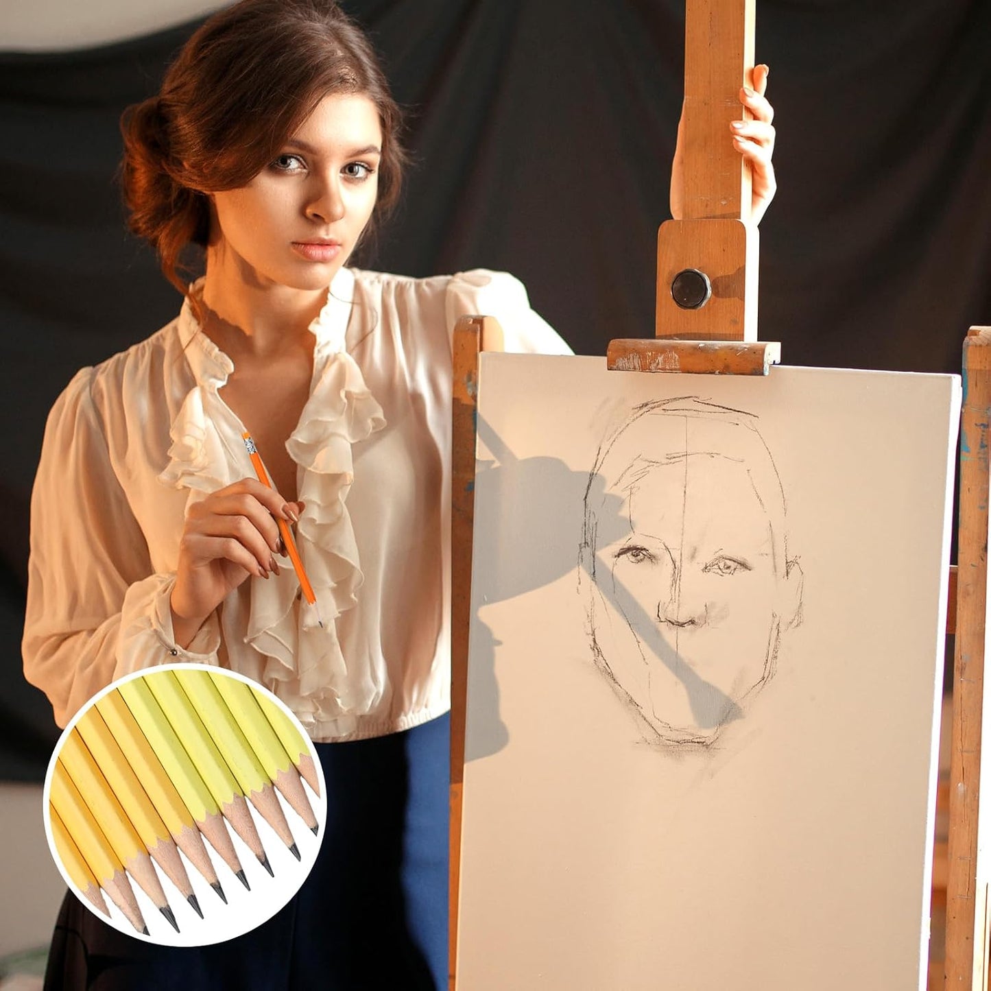 TecUnite 60 Pcs HB Pencils #2 Unsharpened Wood Cased Pencils with Eraser Hexagonal Pencil Cute Graphite No 2 Pen for Adults Gifts Exam School Office Sketching Learning(Orange, Sliver)