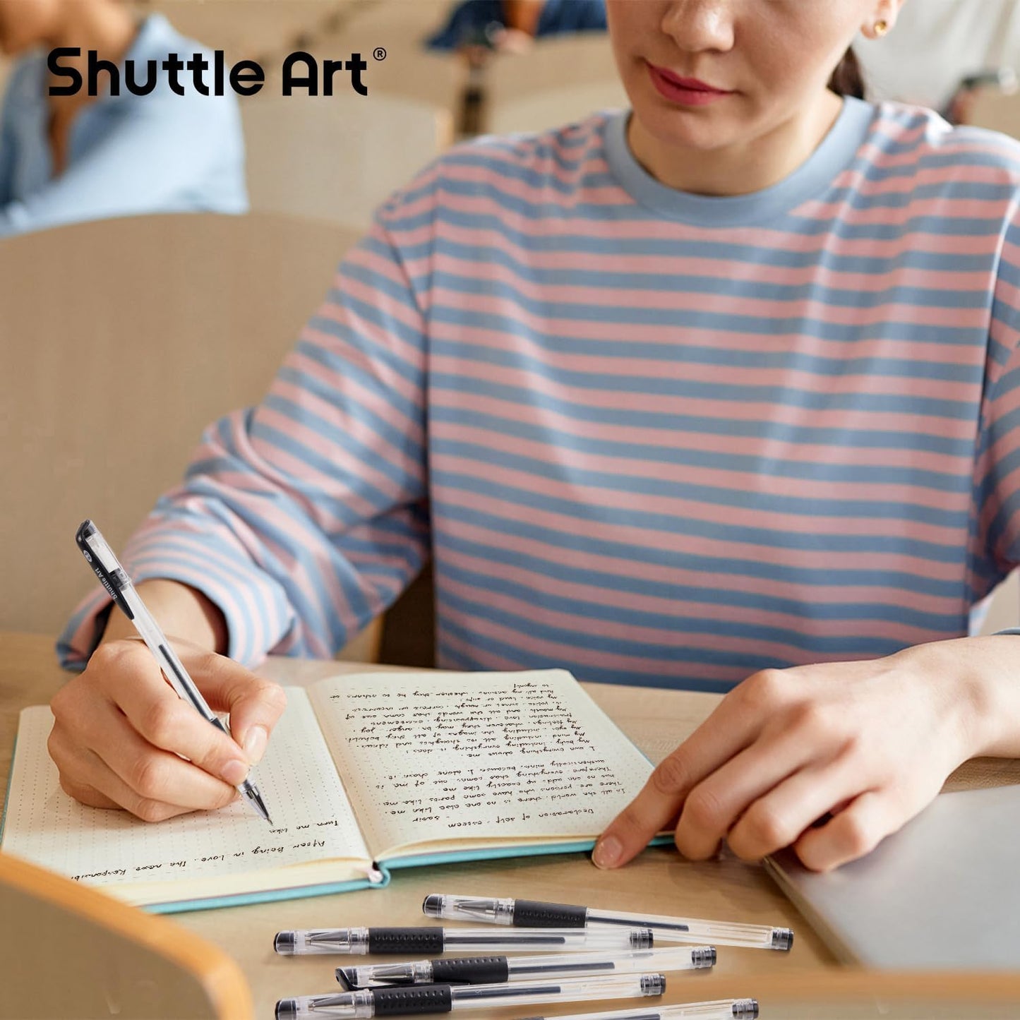 Shuttle Art Black Gel Pens, 100 Pack Fine Point Black Ink Pens Bulk, 0.5mm Rollerball Gel Ink Pens Smooth Writing with Comfortable Grip for Office, School and Home