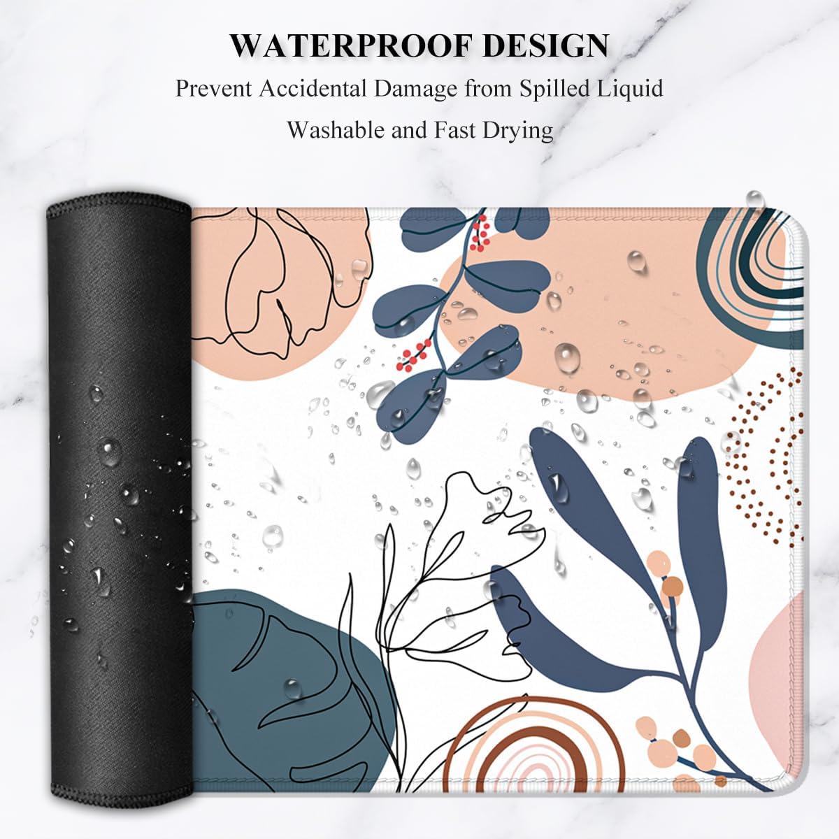 Auhoahsil Large Gaming Mouse Pad, Flowers Theme XXL 35.4 x 15.7 in Desk Pad Stitched Non-Slip Rubber Long Computer Mousepad Thin Extended Full Size Desk Mat for Desktop Laptop Wireless Mice, Pink