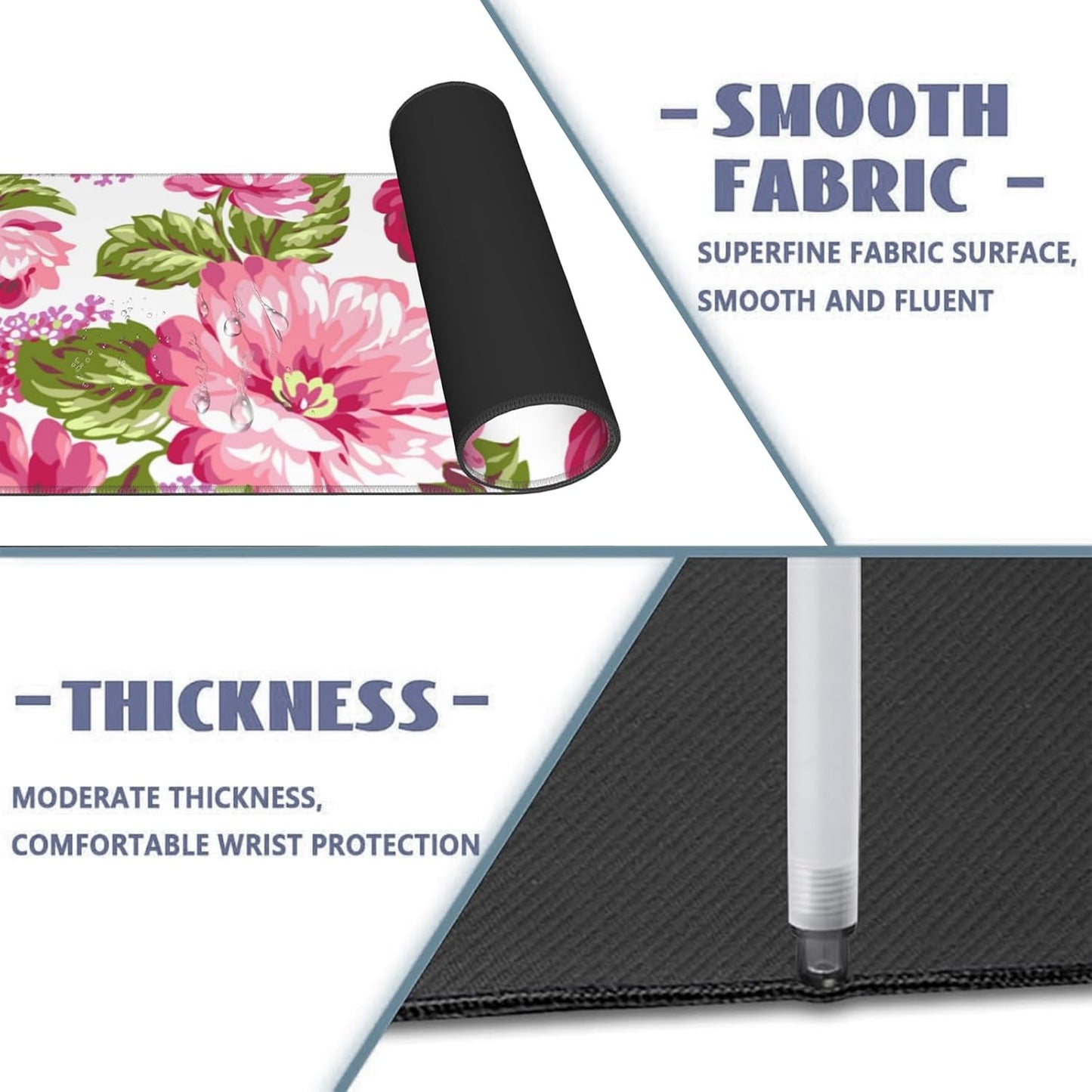 Marble Large Gaming Desk Mat,Rubber Non-Slip Black and White Mouse Pad,31.5x11.8x0.12in Extended Abstract Mousepad,Game Lover Mice Pads Gifts,Office Home Deskmat Decor