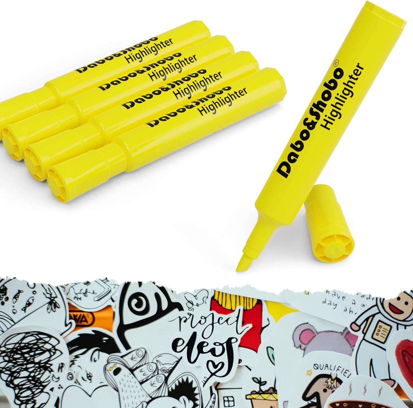 Dabo&Shobo Highlighters 108 Pack, Tank Style Yellow Highlighters, Chisel Tip Highlighter Markers for Coloring