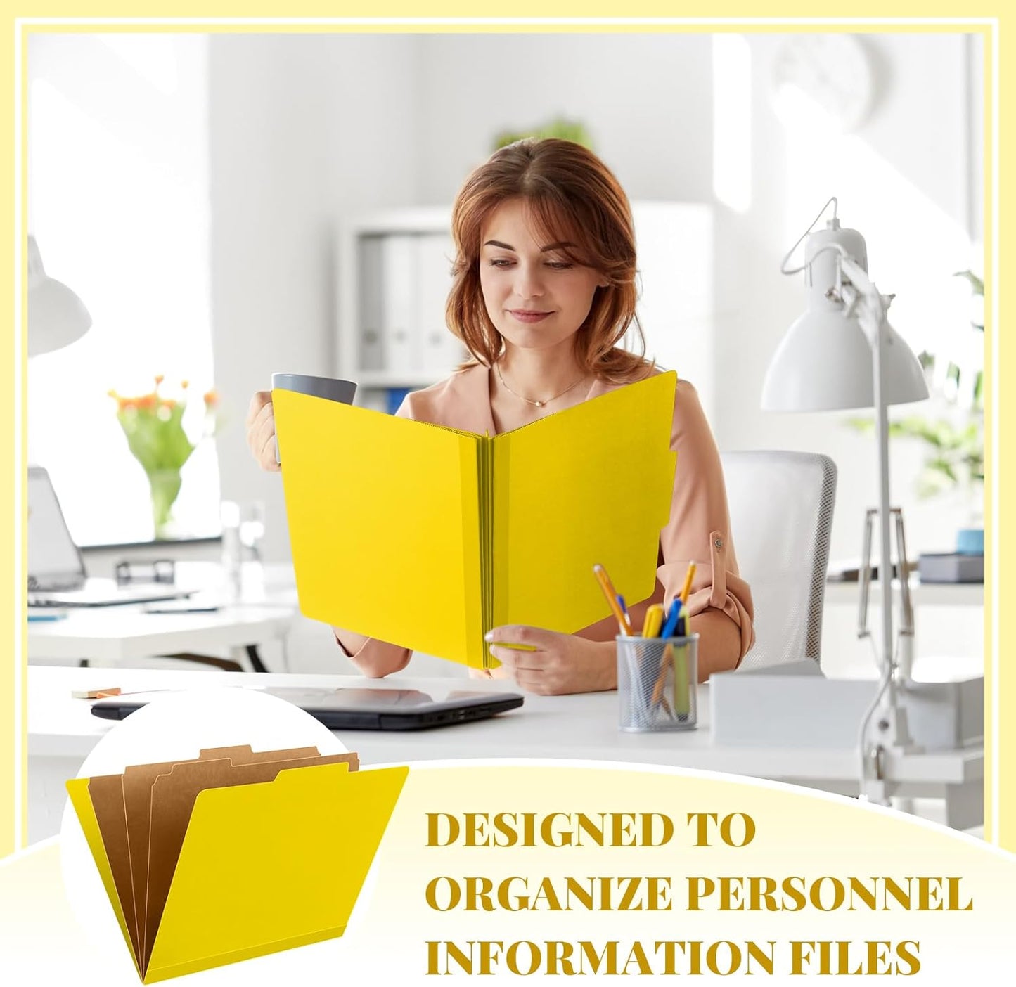 12 Pcs Classification Folders Letter Size, 3 Divider Pressboard File Folder with Fasteners, Expanding File Organizer Bulk for Teachers, Clergy, Office, Church, Christmas Donations (Yellow)