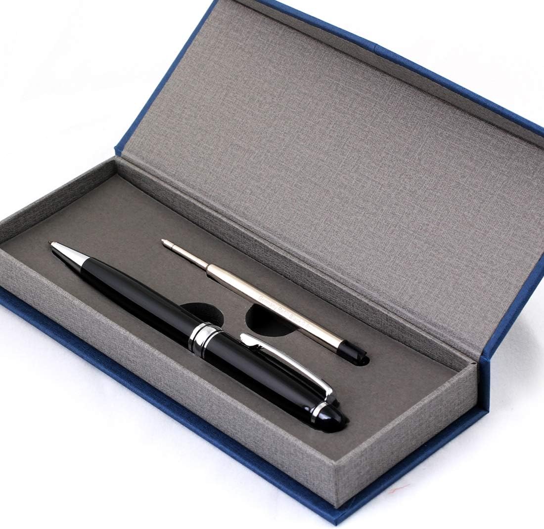 Free Engraving - Personalized Roller Ballpen, Ballpoint pen, Refillable Pens, Retractable Medium Refill Pen Black Ink, Custom Gifts for Men and Women, Classy Gift Box