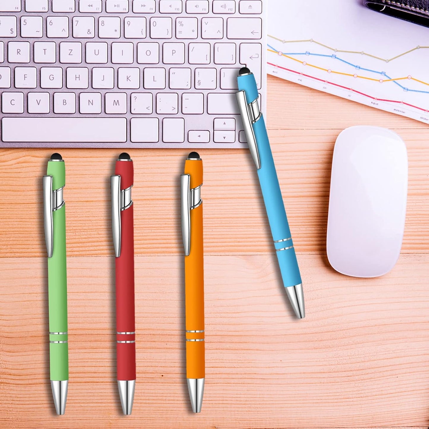 36 Pcs Blue Ink Ballpoint Pen with Stylus 2 in 1 Ballpoint Pen for Touch Screens School Office Coworkers (Multicolor)