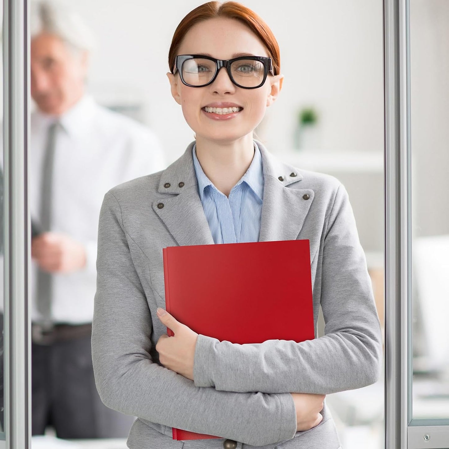 12-Pack Plastic Folders with Pockets and Prongs,2-Pocket Folders with 3 Fasteners, Poly Folders Holds 8-1/2" x 11" Paper for School/Office/Home, Red