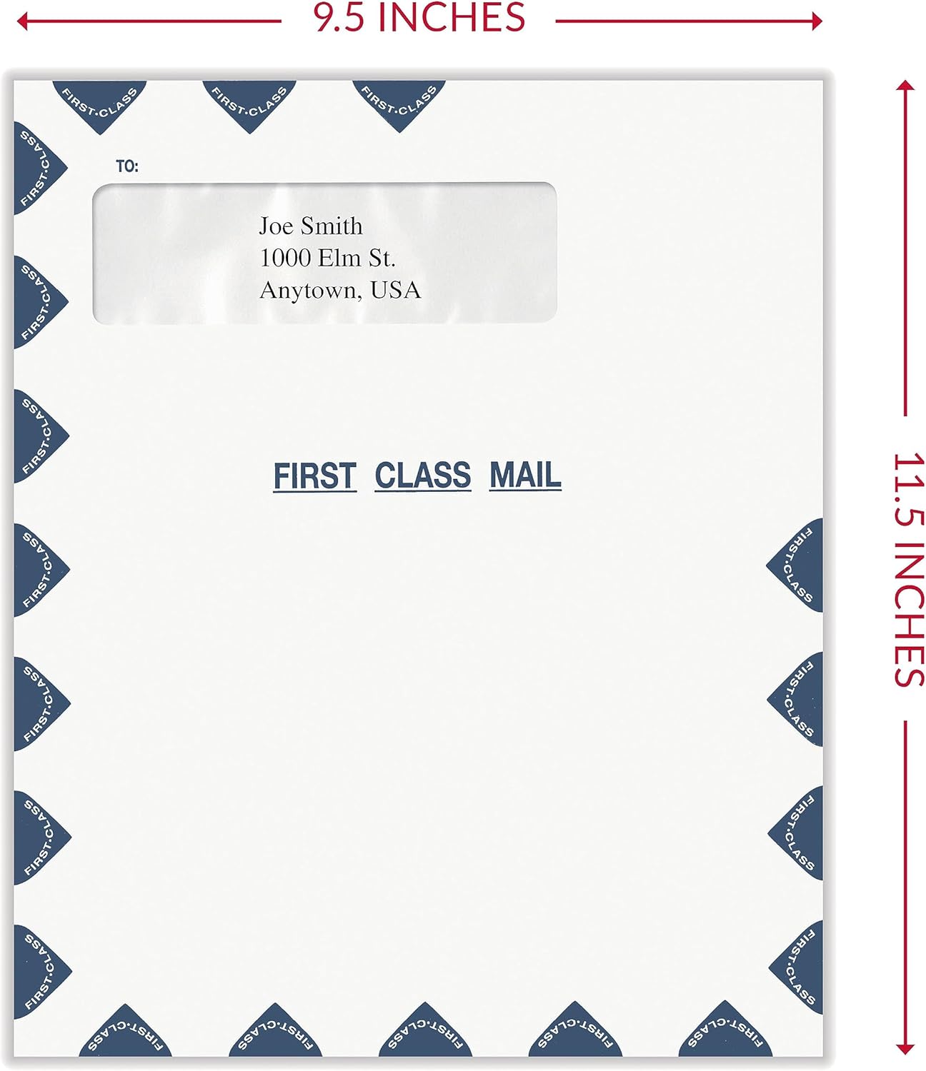 First Class Single Window Envelope | Tax Mailer, White/Blue, Self-Seal, 9-1/2" x 11-1/2", Pack of 50