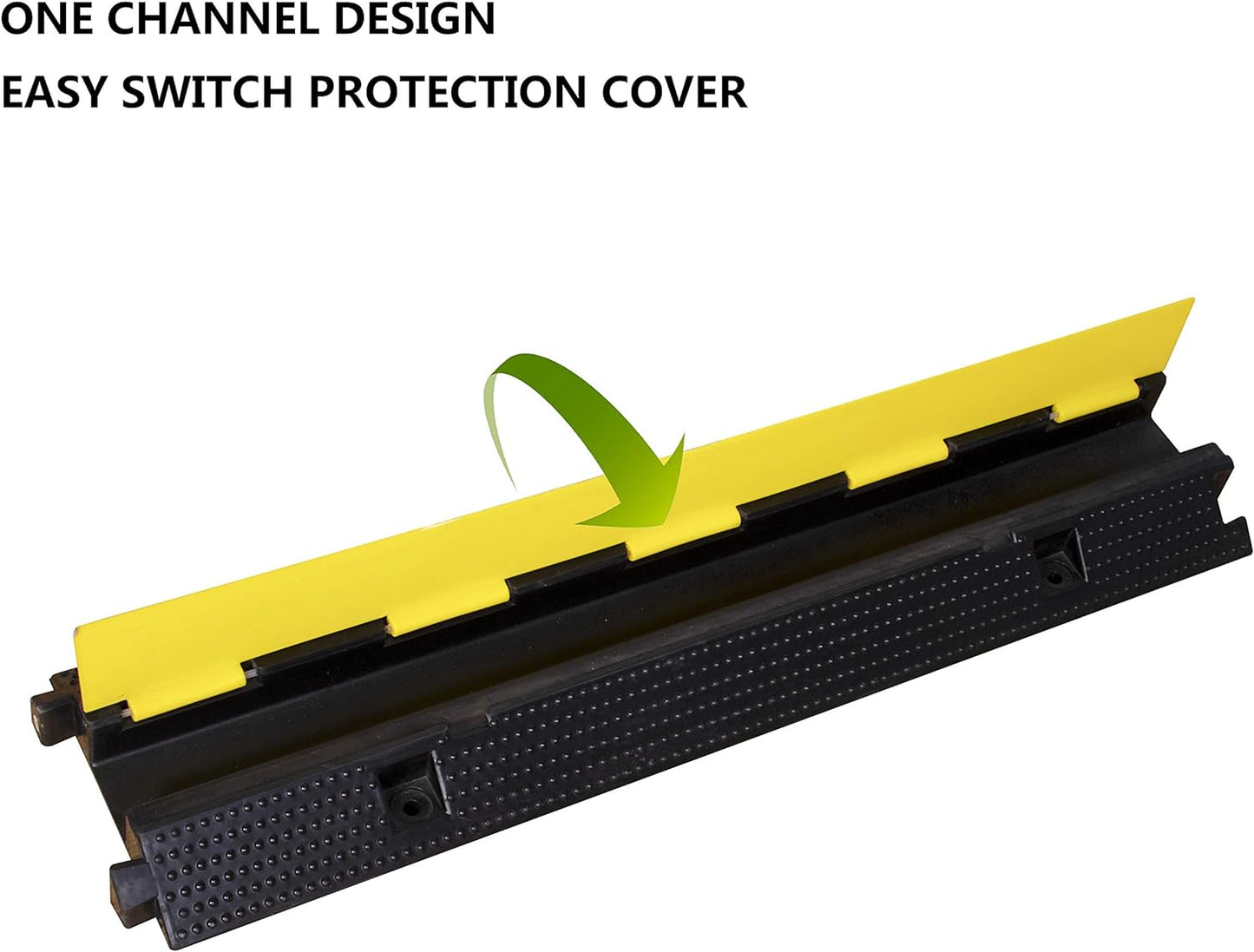 1 Pack Rubber Cable Ramp Hose Cable Protector Ramp 1 Channel 22000Lbs Load Capacity Traffic Speed Bump Wires Power Lines Extension Cord Cover for Indoor Outdoor