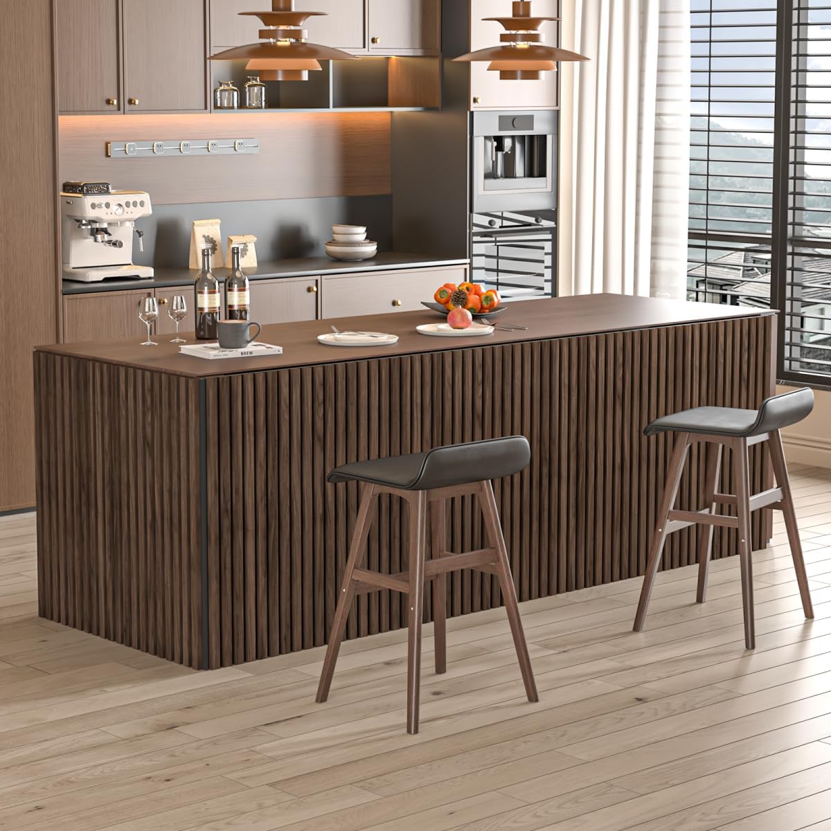 2 Pack Acoustic Wood Panels for Wall and Ceiling, 47.2" x 23.6" Wood Slat Wall Panel for Noise Reduction, Decorative Sound Proof Paneling for Office Studio Home Theater Kitchen Island, Walnut