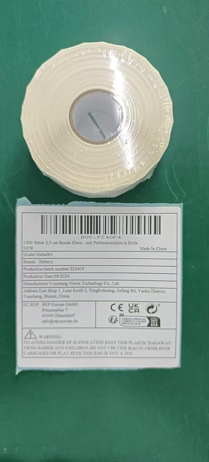 1500 PCS 1" Round Clear Transparent Package Envelope Mail Wafer Seal Sticker Labels Mega Bundle with Perforation Line in Roll