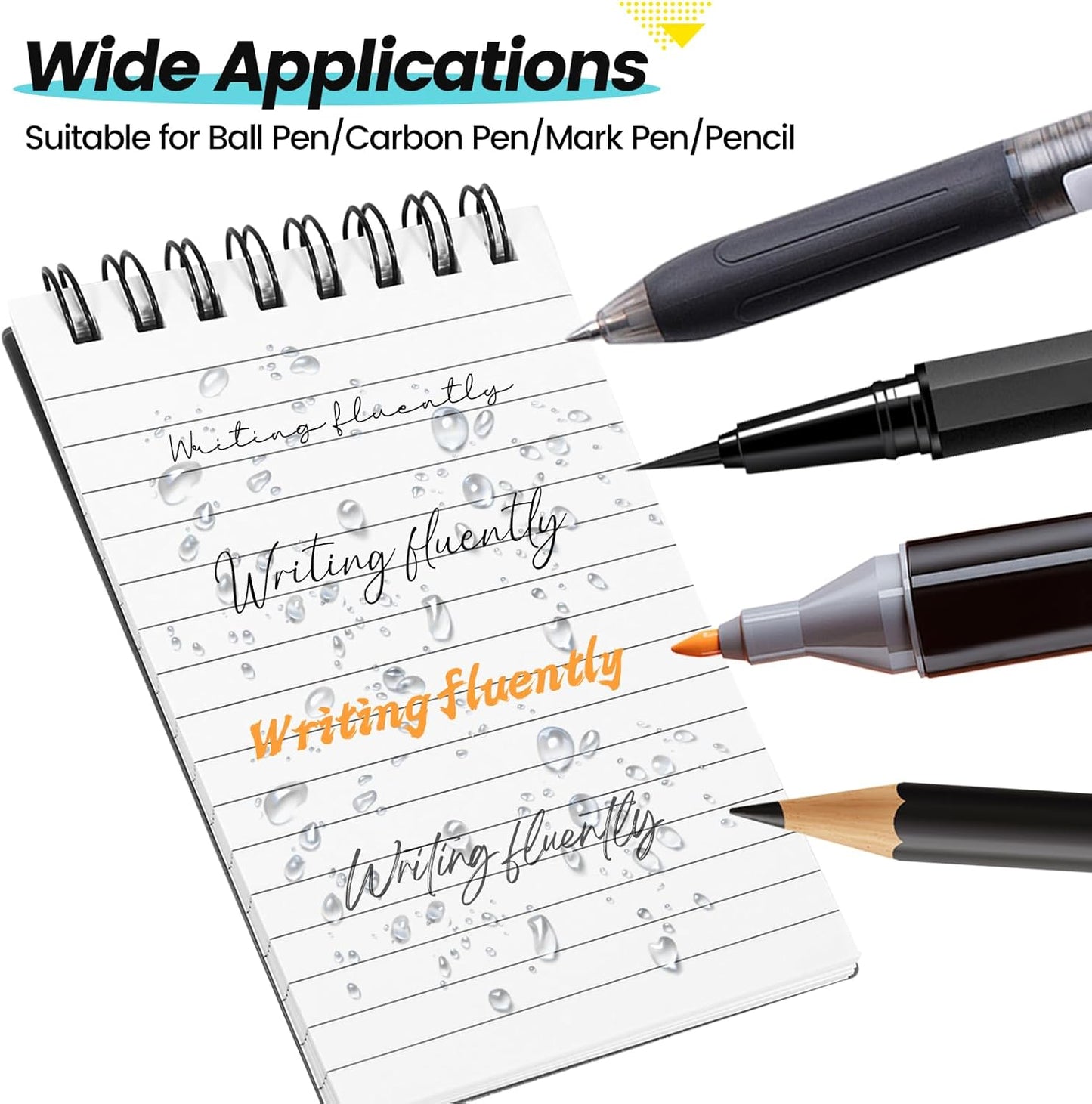 12 Pack Waterproof Pocket Notebooks, 3x5 Small Notepads, Mini Top Spiral Notebook, Lined College Ruled Paper, Tiny Memo Pads for Home, Office, Work, School, or Travel