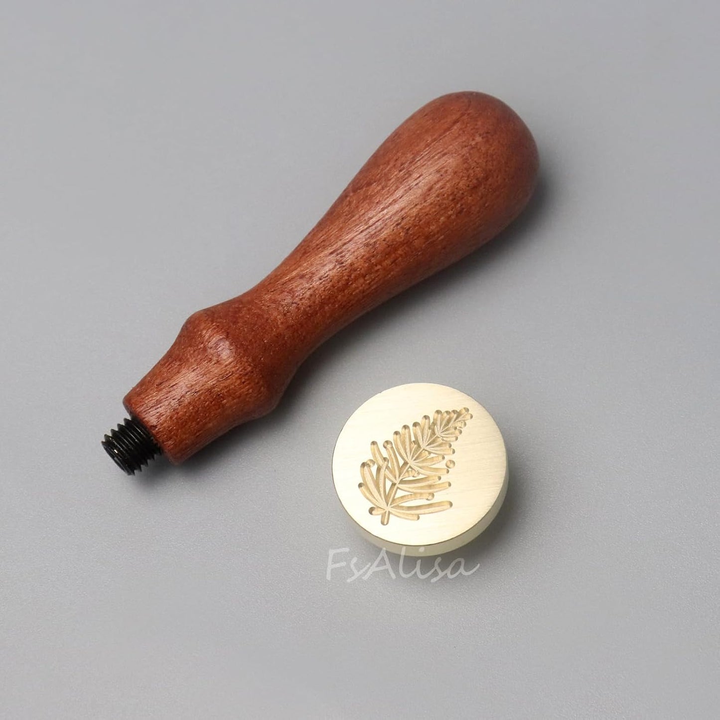 fsalisa Wax Seal Stamp Set 6 Pcs Flower Leaf Sealing Wax Stamps Copper Seals + Wooden Hilt, Seal Wax Stamp Kit with Gift Box for Invitations Cards Letters Envelopes Wine Packages (Botanical Set#-2)