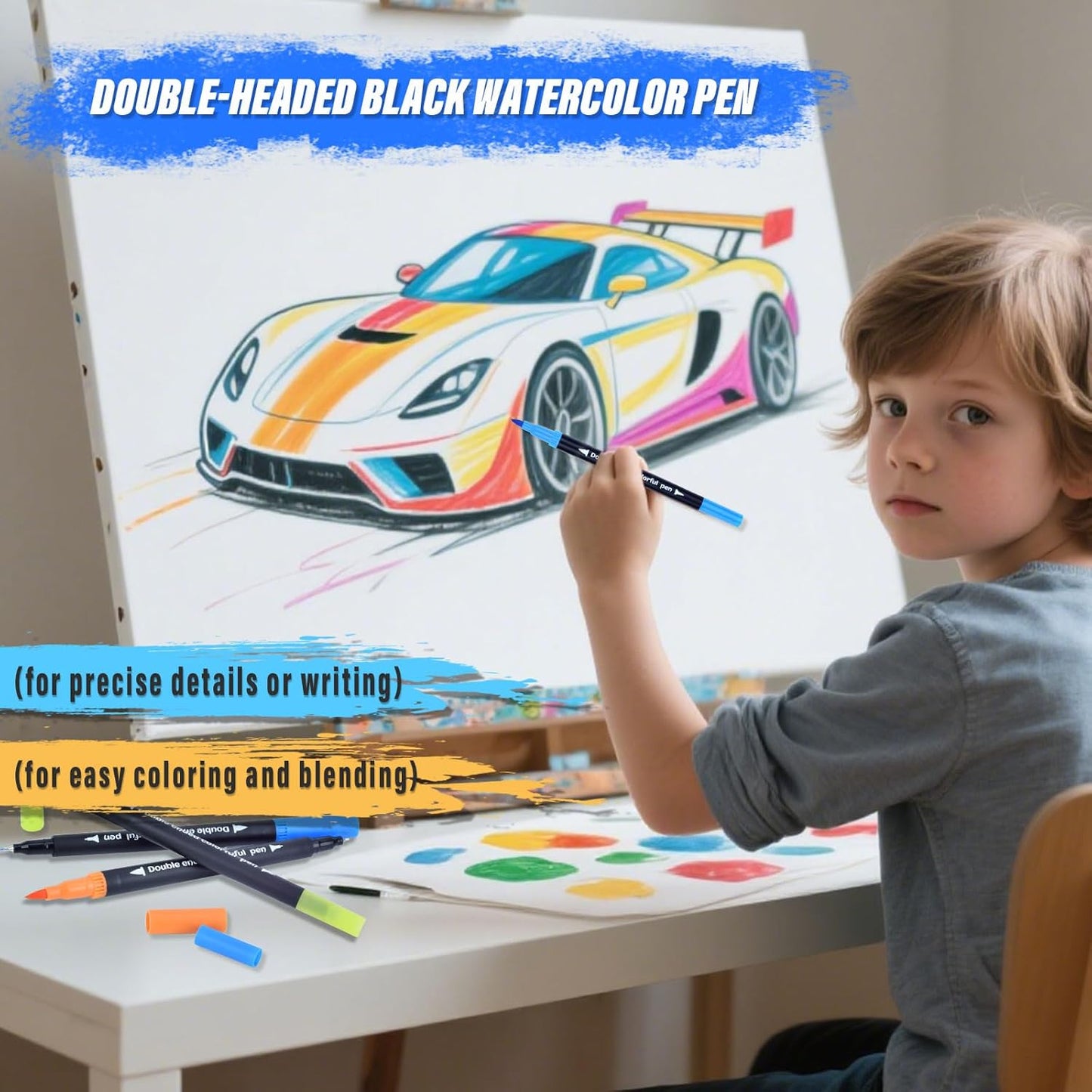 120 Colors Dual Markers Brush Pens ,Dual Tip Brush&Fine Tip Markers for Adult Kids Coloring,Water-based Ink Art Marker,Calligraphy Pens Fineliner and Brush Tips for Hand Lettering, Journal, Doodling