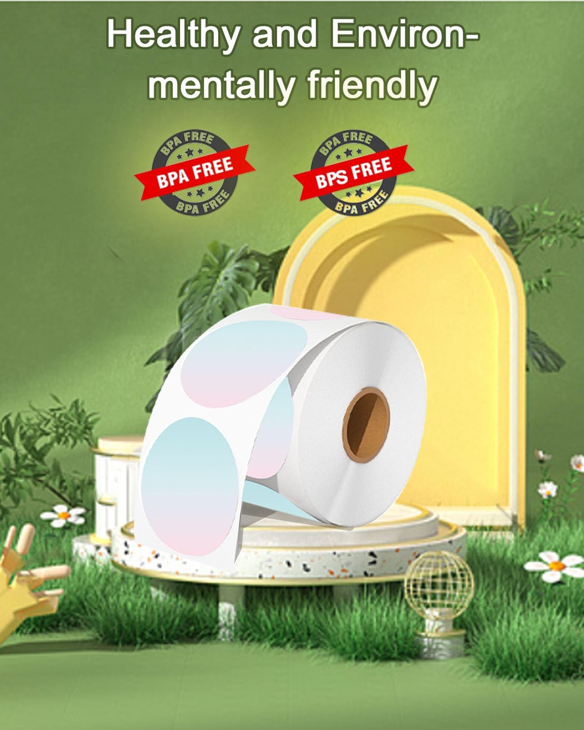 2''×2‘’ Round Circle Thermal Sticker Labels, Self-Adhesive 2 Inch Circle Direct Thermal Labels, Multi-Purpose Sticker Labels for DIY Logo Design,Name Tag,QR Code, 500 Labels/1 Roll, Gradient