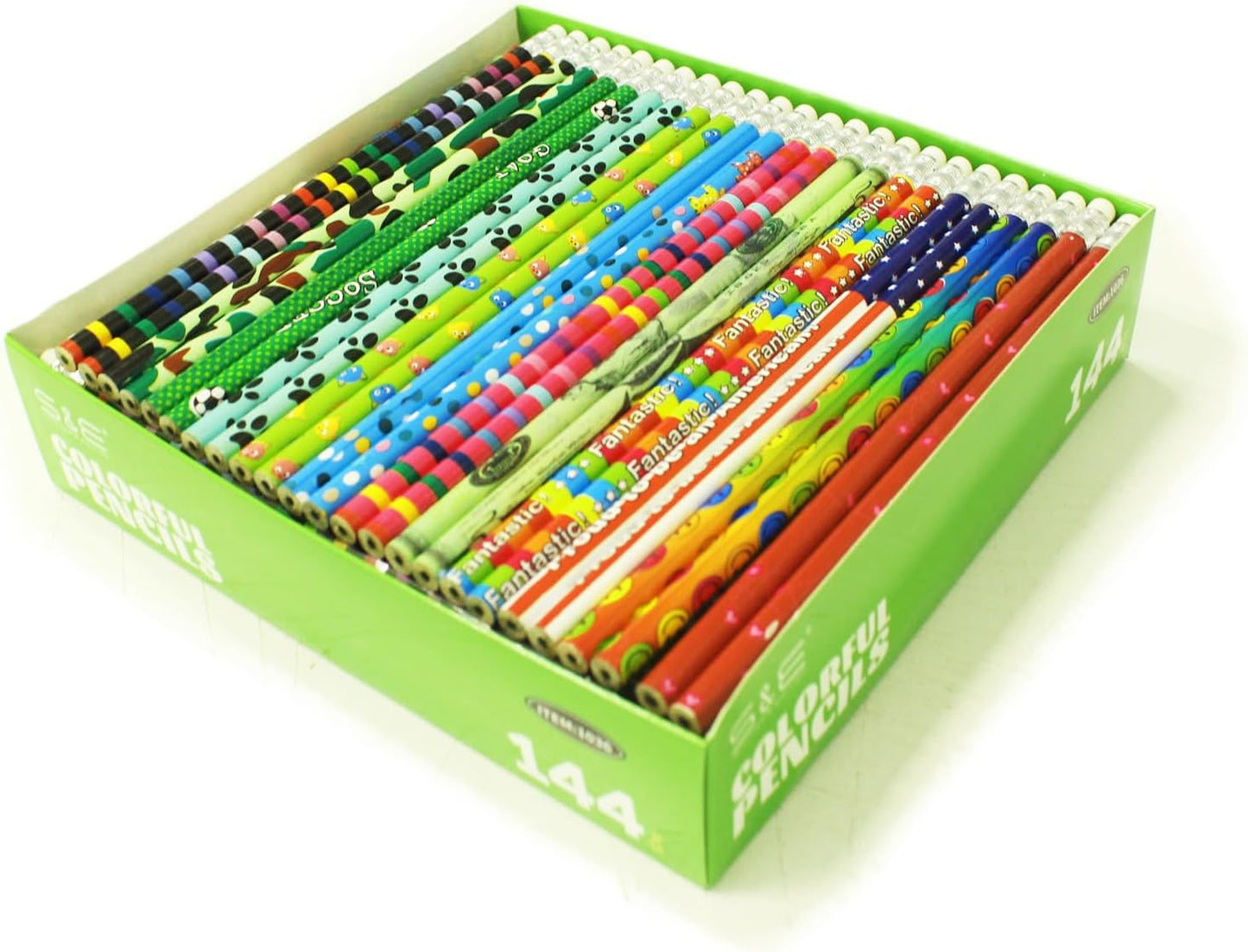 S & E TEACHER'S EDITION Assorted Colorful Pencils, Wooden Pencil with Eraser, Pencil Assortment, Novelty Kids,Awards & Incentives Pencils, 2 HB, Back to school, 12 Colors 288 pcs.