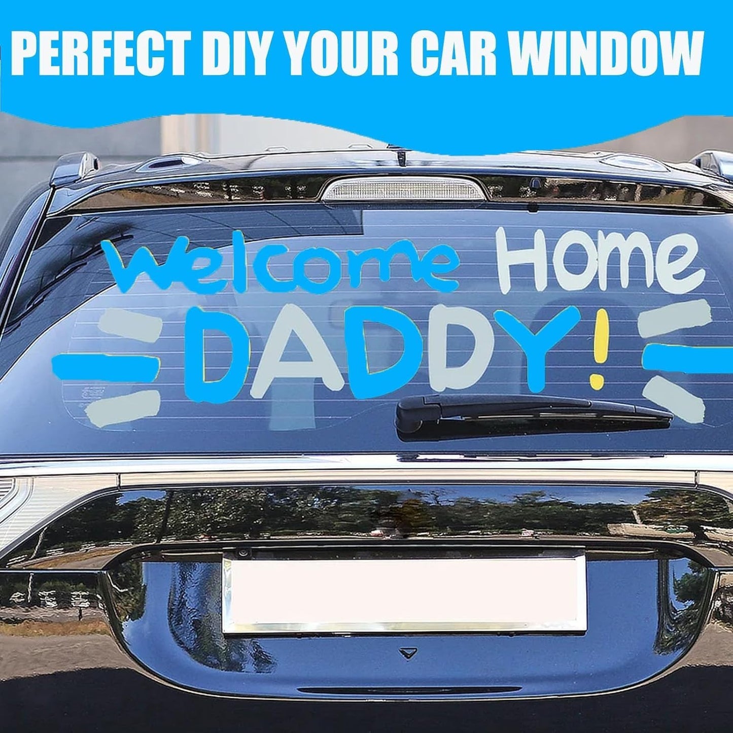 Window Chalk Markers for Cars Glass Washable, 8 Colors Jumbo Liquid Chalk Marker Pens with 15mm 3 in 1 Nib Wide Tip, Chalkboard Markers Car Window Paint Pen for Auto, Mirror, Poster, Business