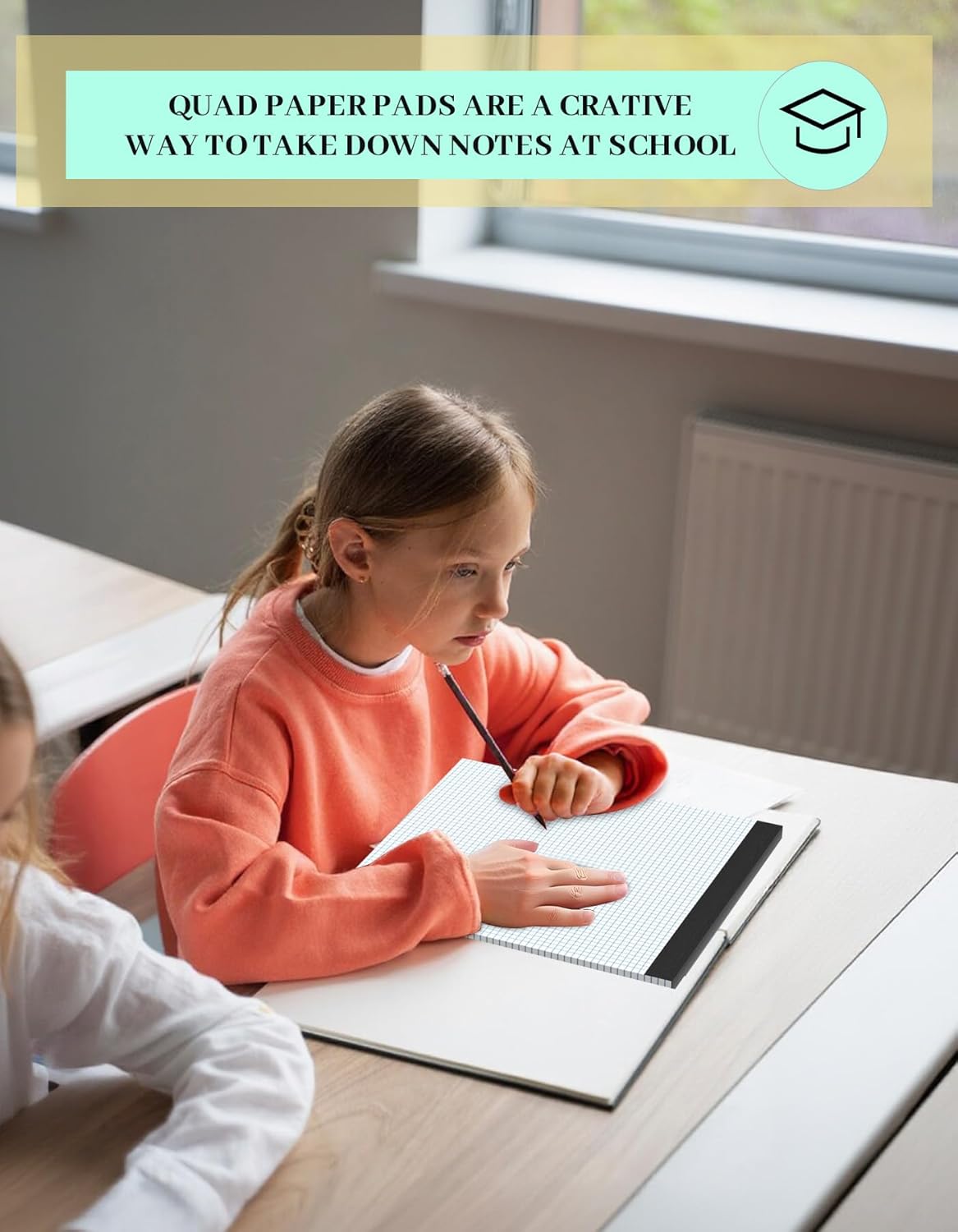 Graph Paper 8.5 x 11, 6 Pack, 4x4 Graph Ruled, Grid Paper 8-1/2 x 11, Blueprint Quadrille Pad 8.5'' x 11'', Easy Tear Off Graph Paper Pad White Grid Notebook, White Draft Paper 25 Sheets/Pad