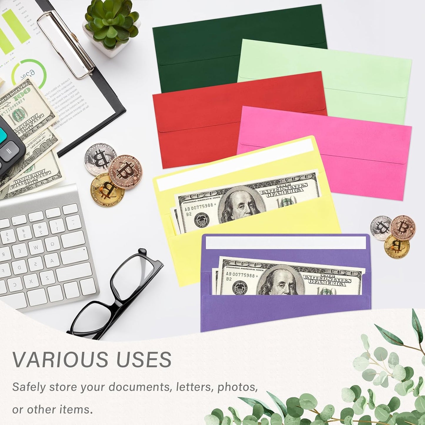 100 Pack #10 Business Envelopes, Self Seal Standard Christmas Dark Green Envelopes for Secure Business & Legal Mailing, Office, Checks, Letter, Invoices, 4 1/8 x 9 1/2 Inches