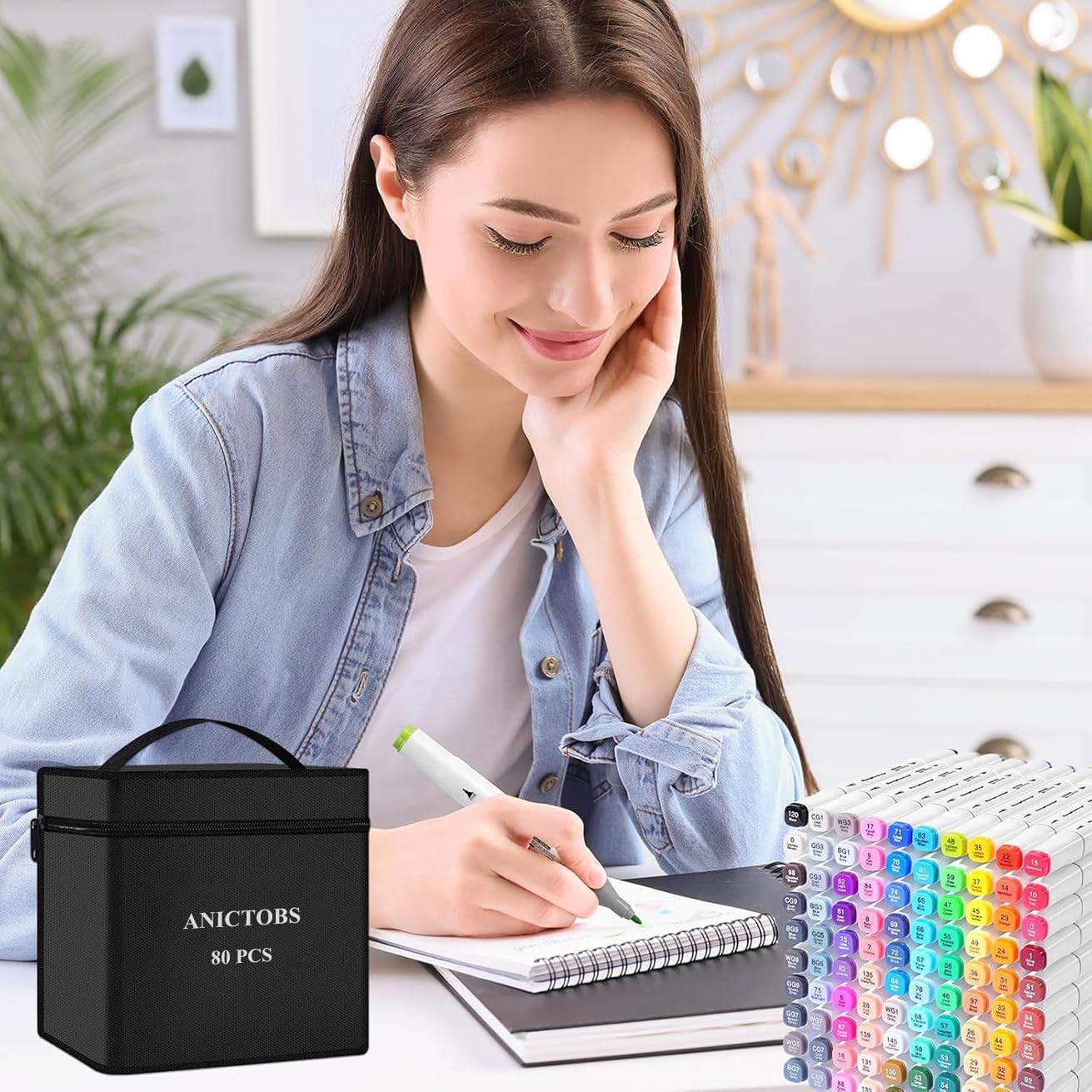 Alcohol Markers 120 Colors with Base Support, Drawing Art Markers Perfect for Students Kids and Adults Comics Sketching Illustration Artistic Creation Gift