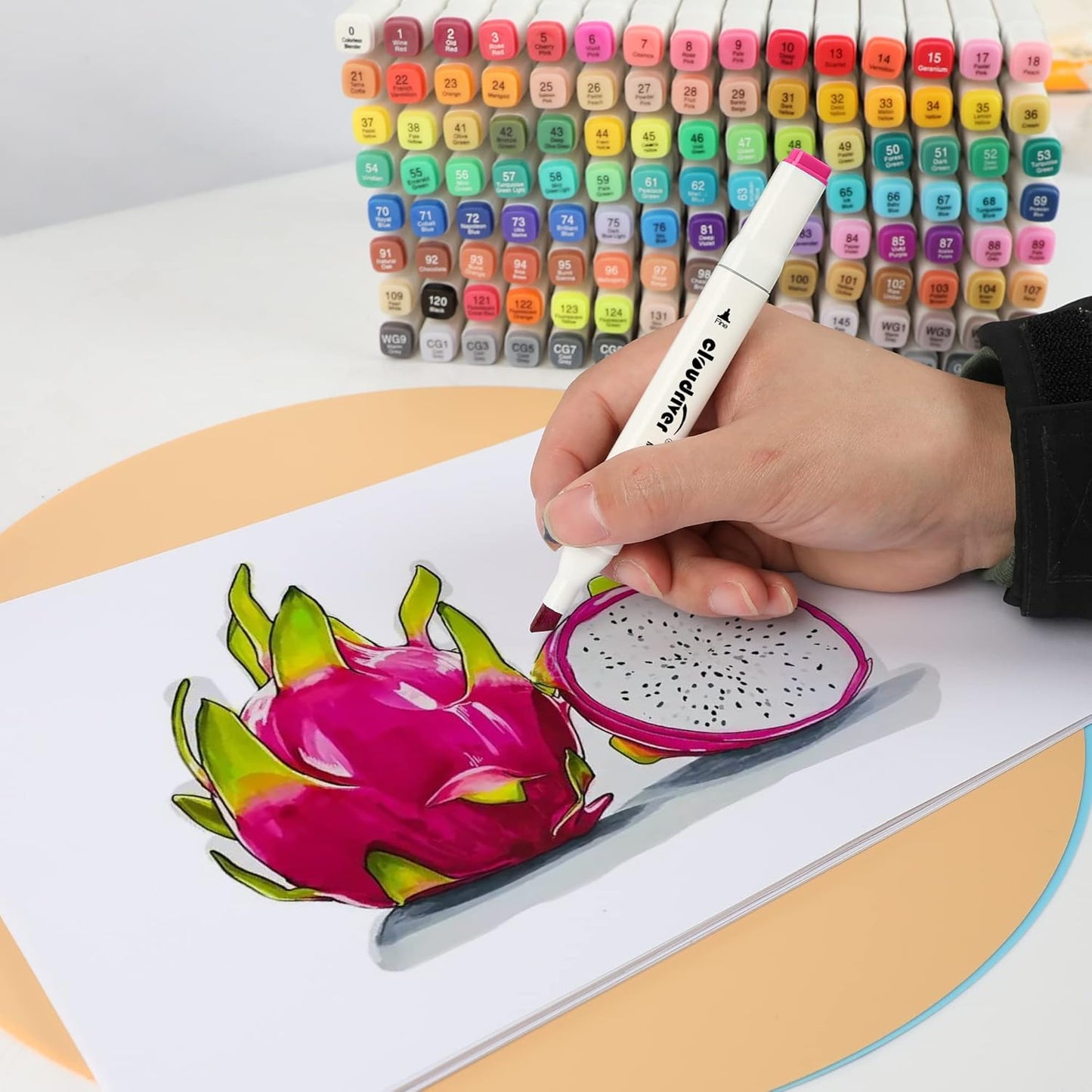 cloudriver 120 Colors Alcohol Markers, Dual Tip Permanent Art Marker For Adults, Alcohol Based Markers Set For Coloring Drawing Sketching