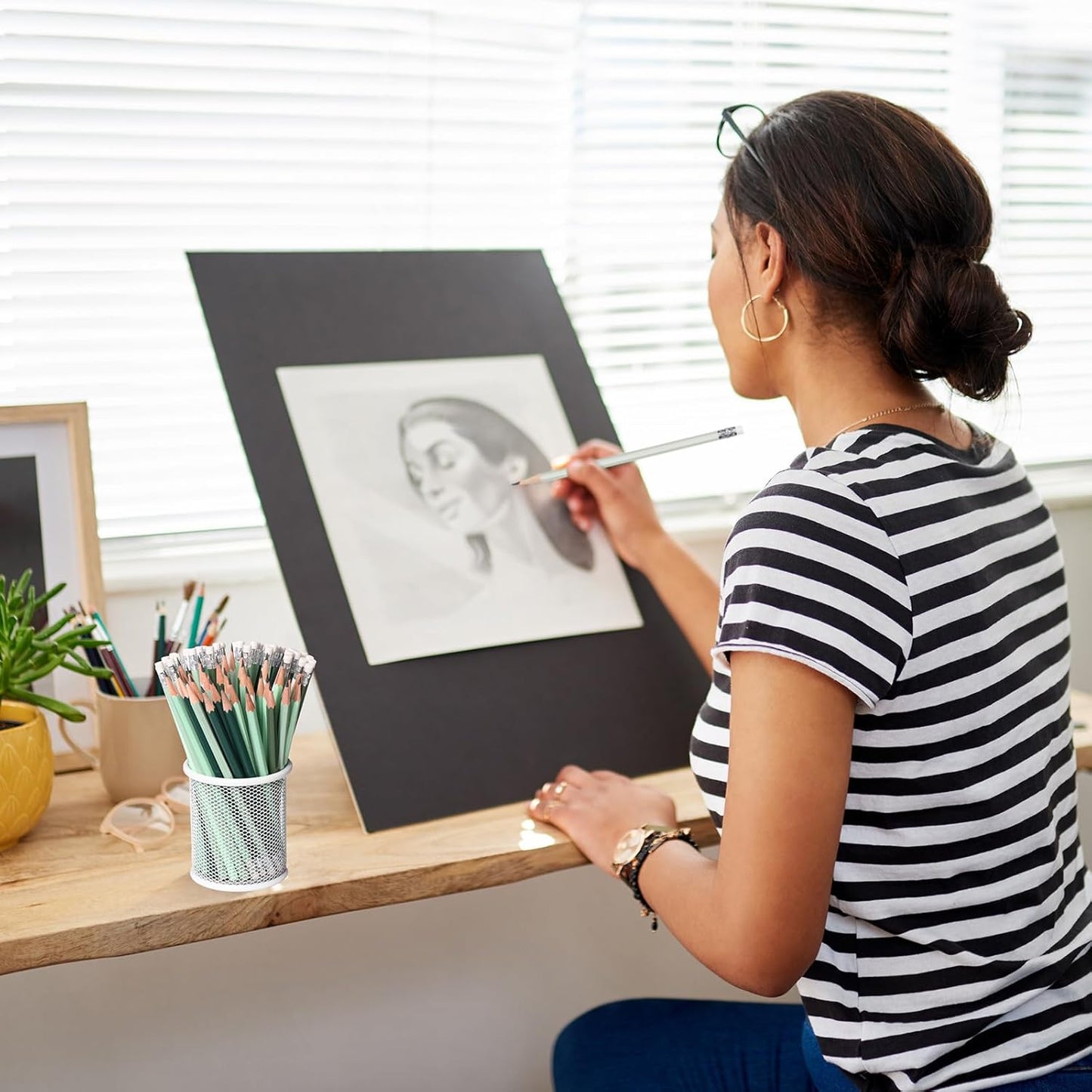 TecUnite 120 Pcs #2 HB Pencils with Eraser No 2 Unsharpened Wooden Hexagonal Pencils for Adults Gifts for School Exam art Learning Office Sketching(Green Series)