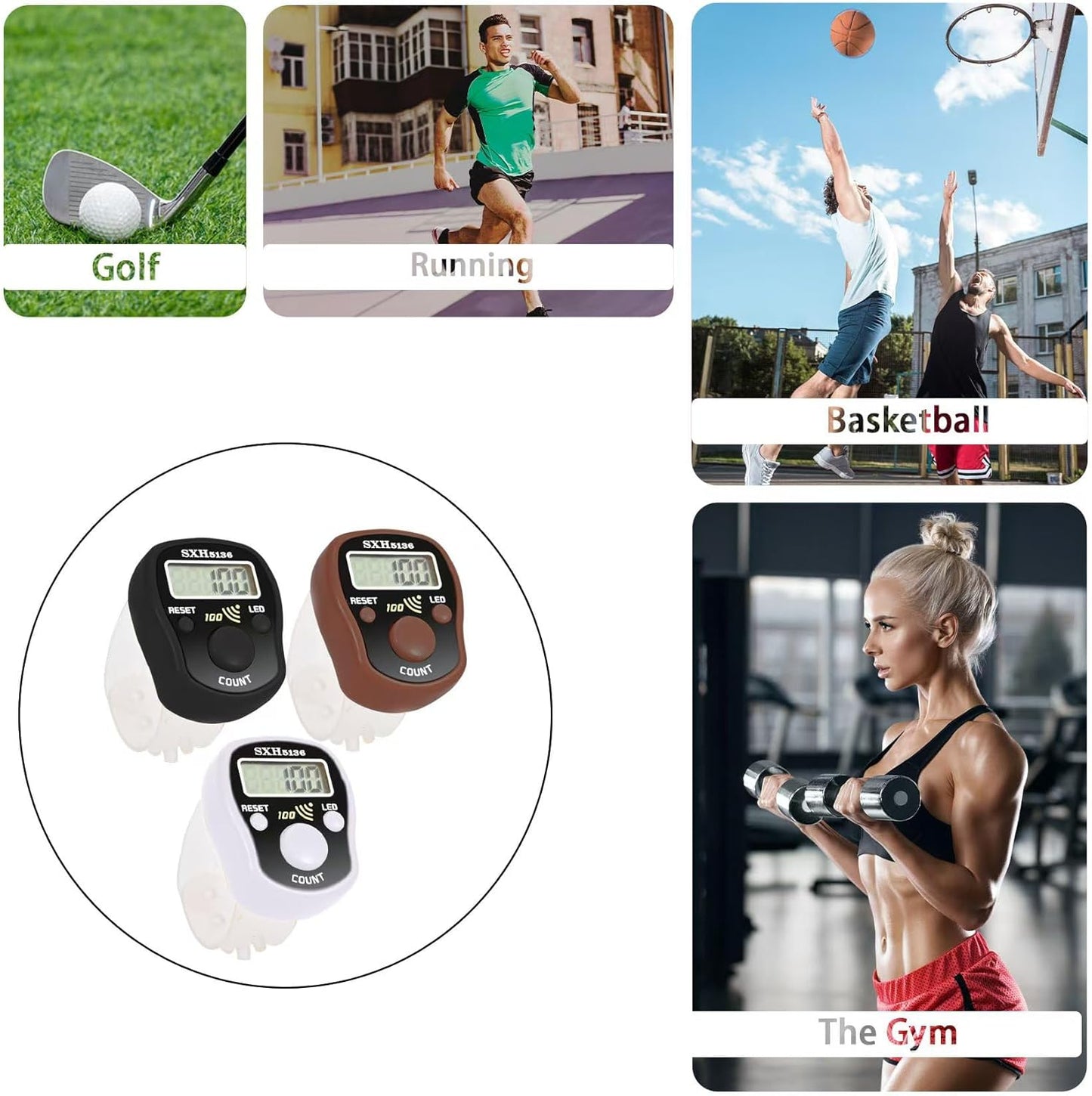 Finger Counter Click Manual Digital clicker, 5pack Stitch Tally Knitting Counters Led Re-settable Digits Pitch Electronic LCD Display finger Number Counter Fr Row, People, Score, Inventory,Crochet