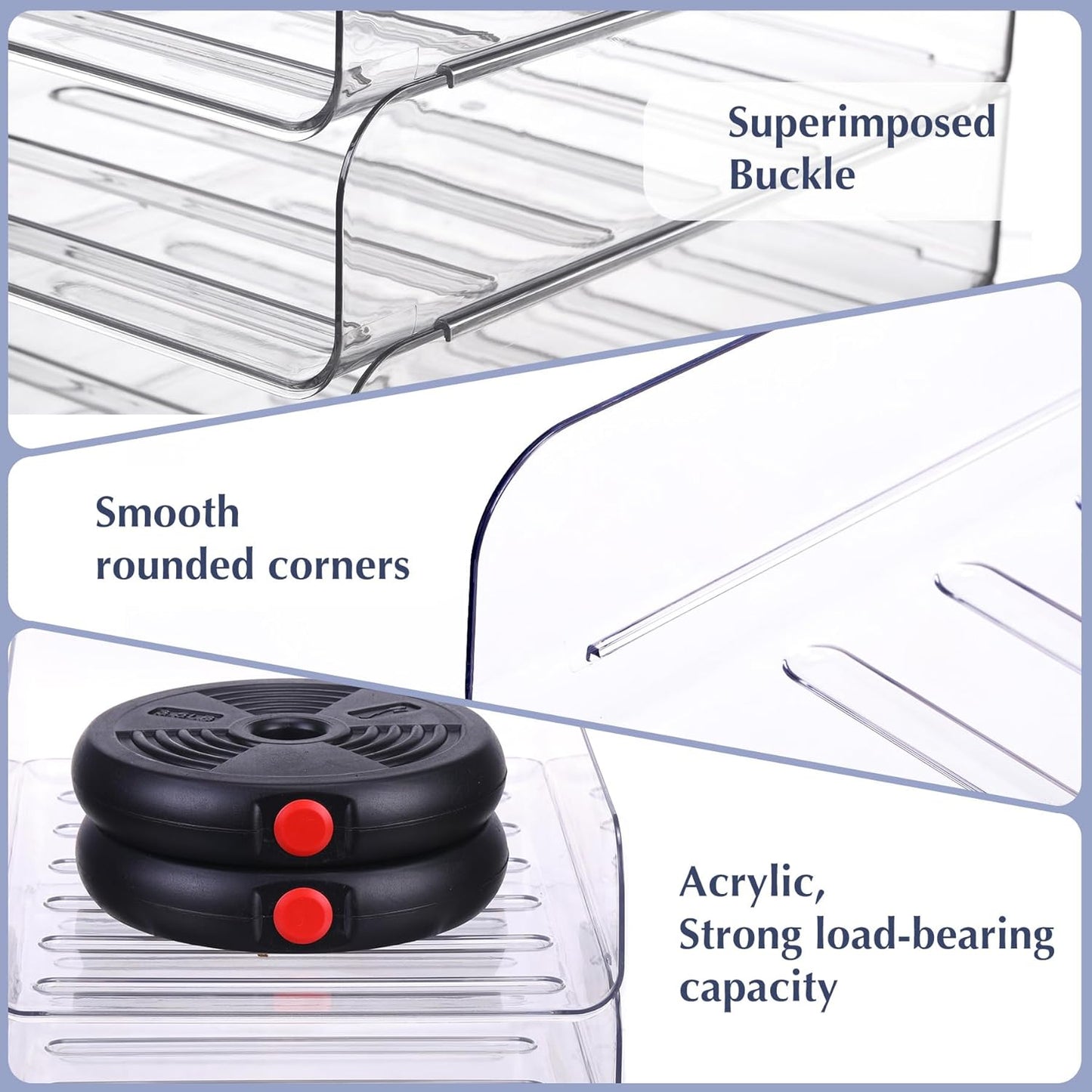 2 Pack Stackable Paper Tray, Acrylic File Organizer for Desk, Office Organizer and Storage for Desk Accessories, Notes, Books, File Paper, Document