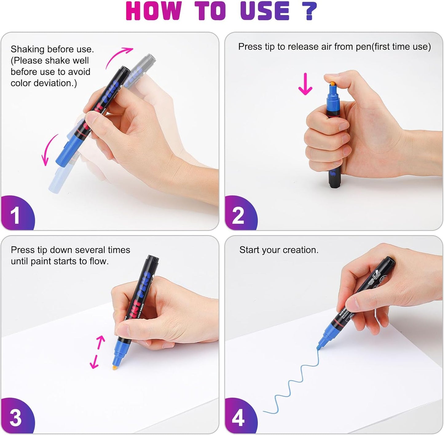 Silver Paint Pens Paint Markers - 2 Pack Permanent Quick Dry Waterproof Marker Pens for Rocks Wood Fabric Plastic Canvas Glass Mugs Metal Tire Stone