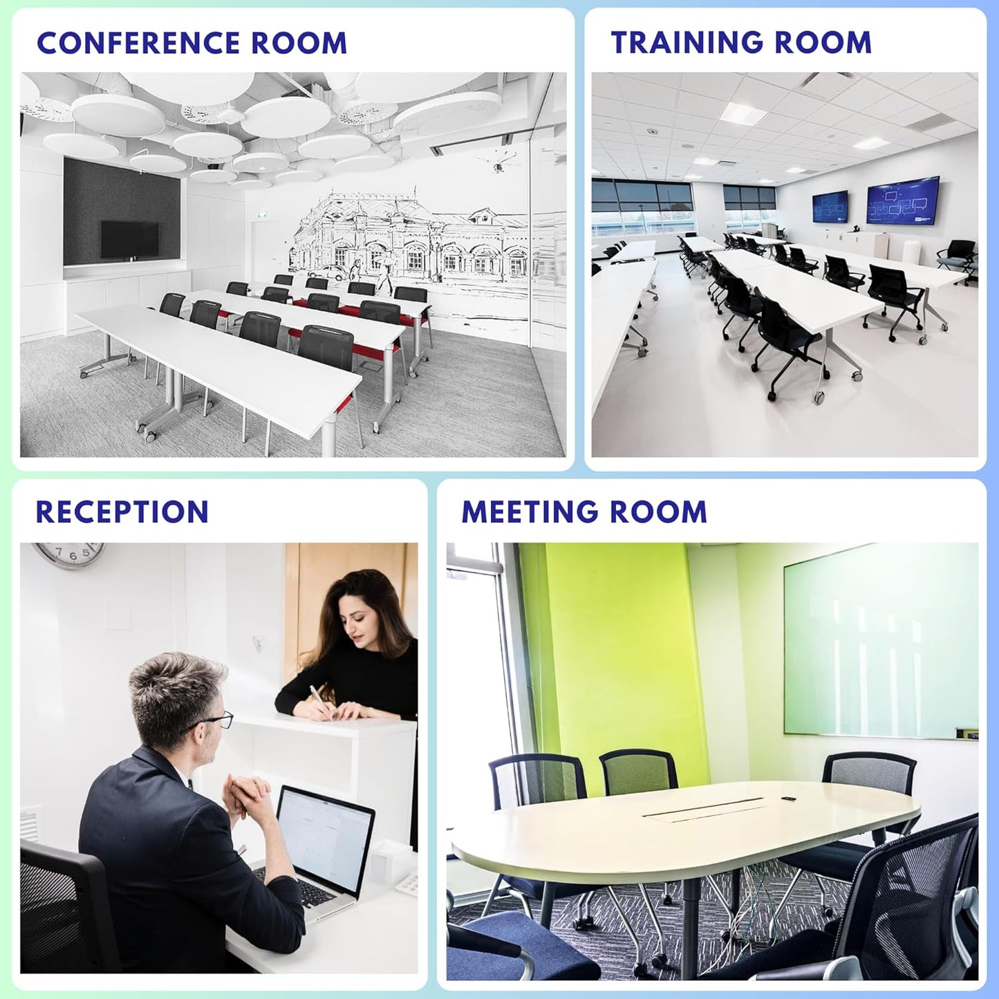 10 Pack Stackable & Foldable Conference Room Chairs with Lumbar Support, Armrest - Ergonomic Mesh Bouncing Back for Office Meeting, Conference, Reception and Training Room Chair