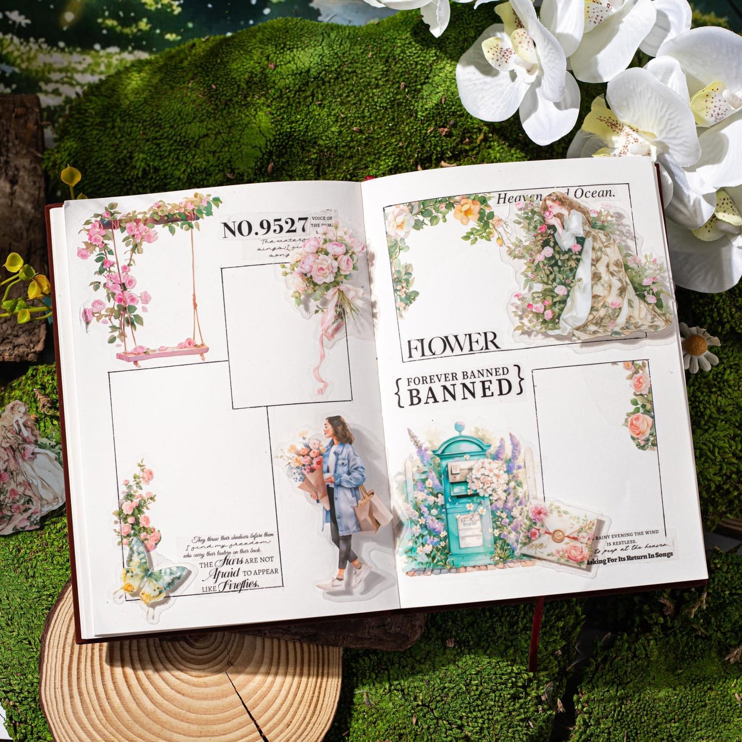 Green Garden PET Sticker Set, 100PCS Nature Aesthetic Stickers for Journaling, Scrapbooking, DIY Crafts and Art Supplies